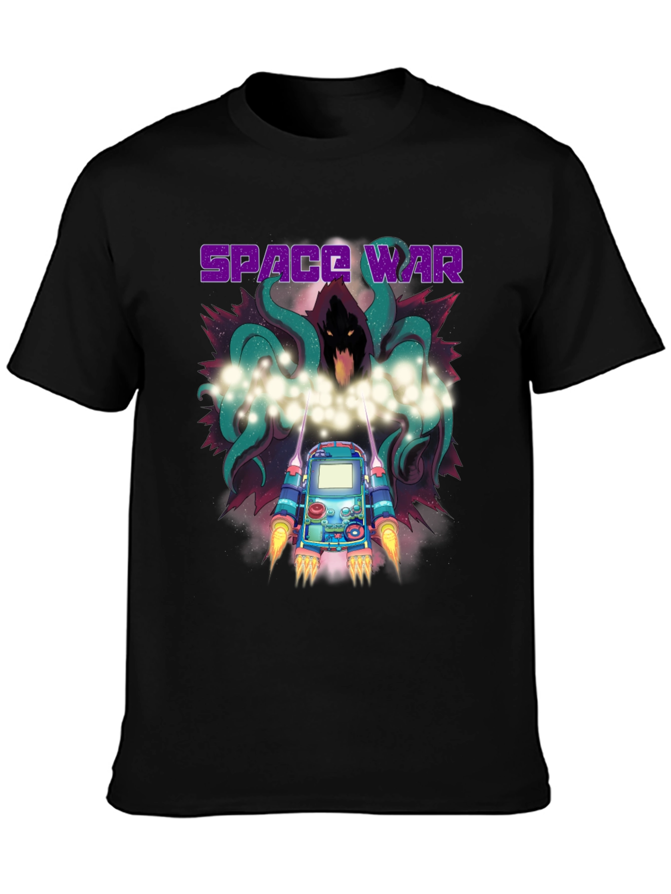 Black Space War Graphic Print Black T-Shirt view 3