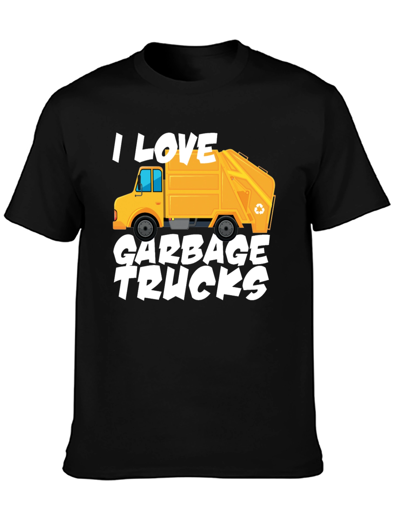 Black I Love Garbage Trucks Graphic T-Shirt view 3