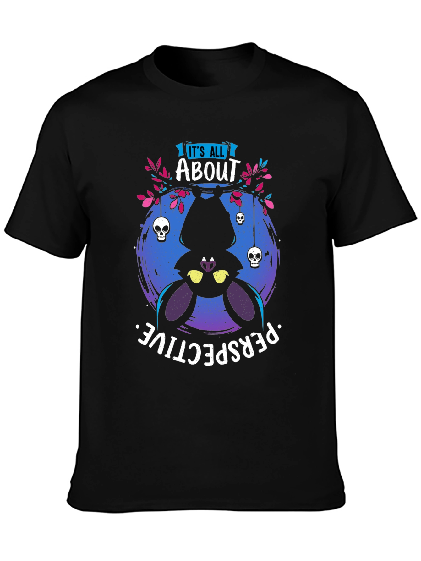 Black Upside Down Bat T-Shirt view 3