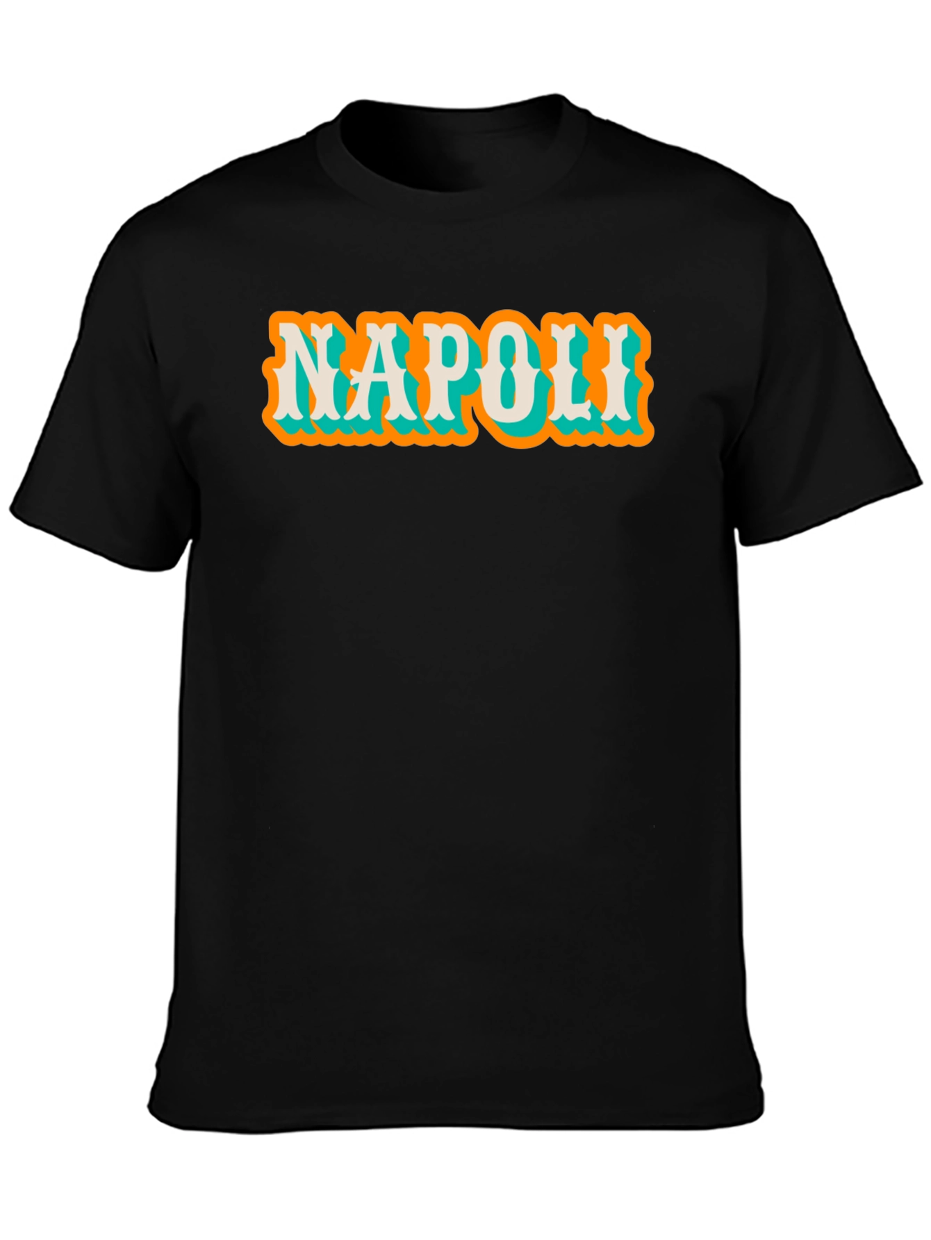 Black Napoli Graphic Tee - Vintage Style Cotton T-Shirt view 3