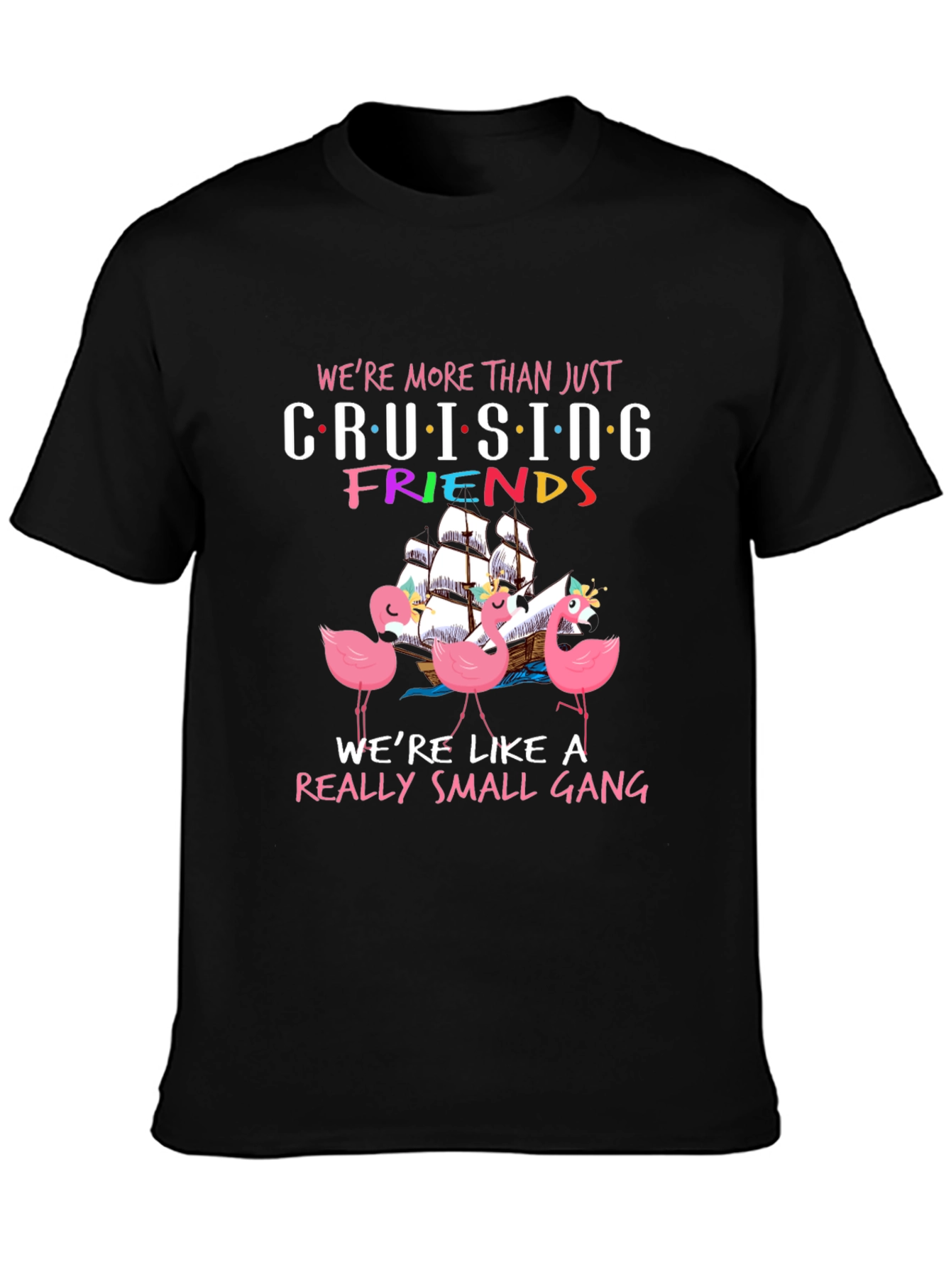 Black Cruising Friends Flamingo Graphic Tee view 3