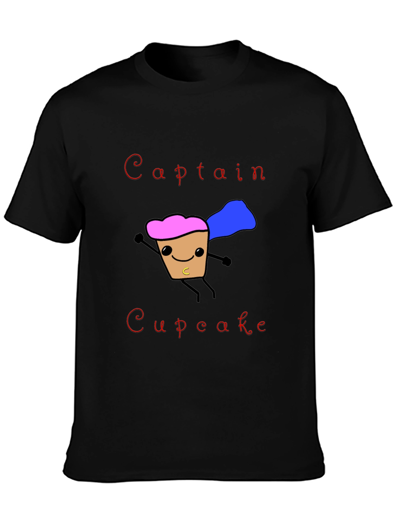 Black Captain Cupcake T-Shirt Funny Hero Graphic Tee view 3