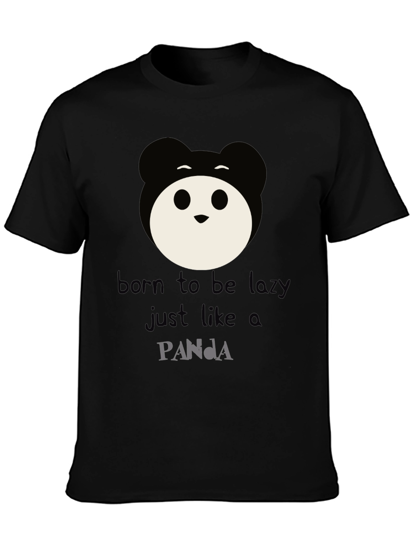 Black Born to Be Lazy Panda Graphic Tee view 3