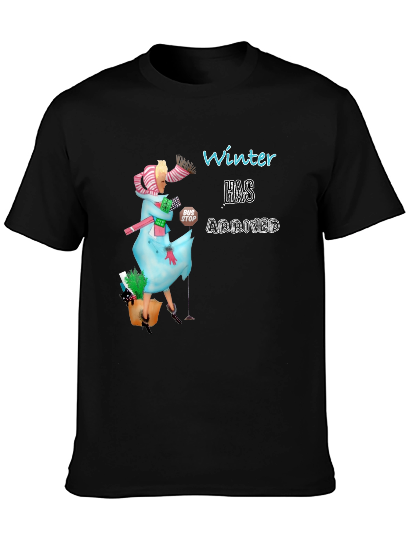 Black Winter Has Arrived Graphic Tee - Unisex Black T-Shirt view 3