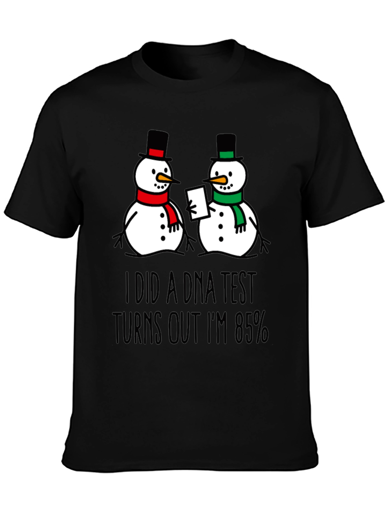 Black DNA Test Snowman Graphic Tee view 3