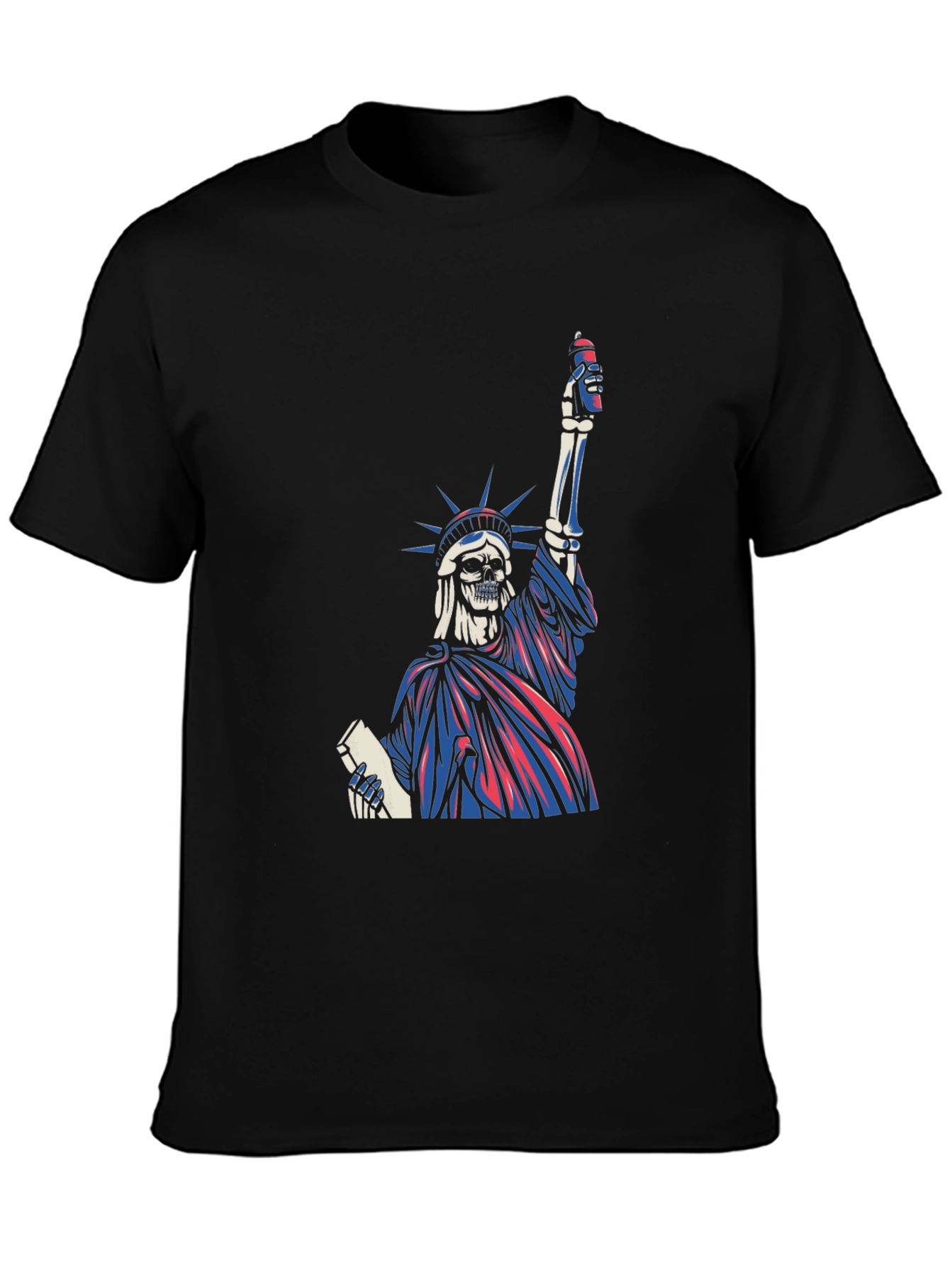 Black Statue of Liberty Skeleton Graphic T-Shirt view 3