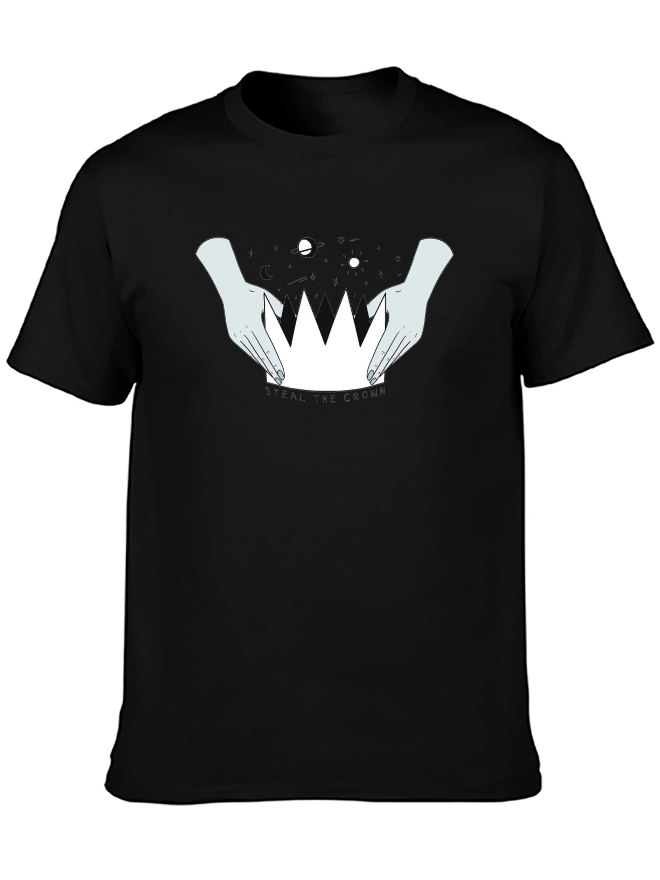 Crown Hands Graphic Tee - Black Cotton T-Shirt - 3