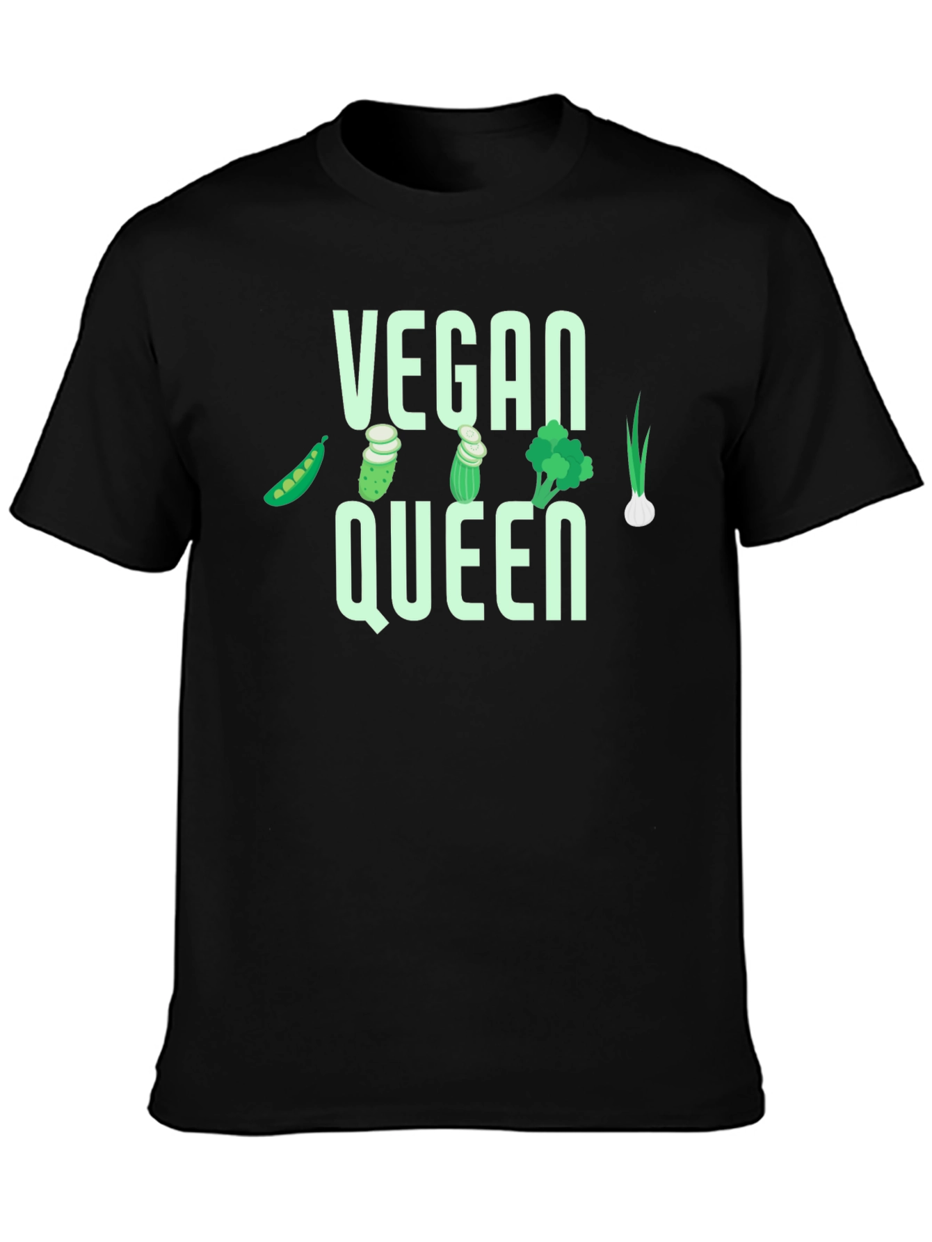 Black Vegan Queen T-Shirt - Vegetable Graphic Tee view 3