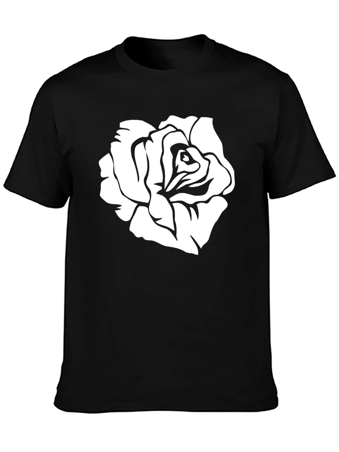 Black Black T-Shirt with White Rose Graphic view 3