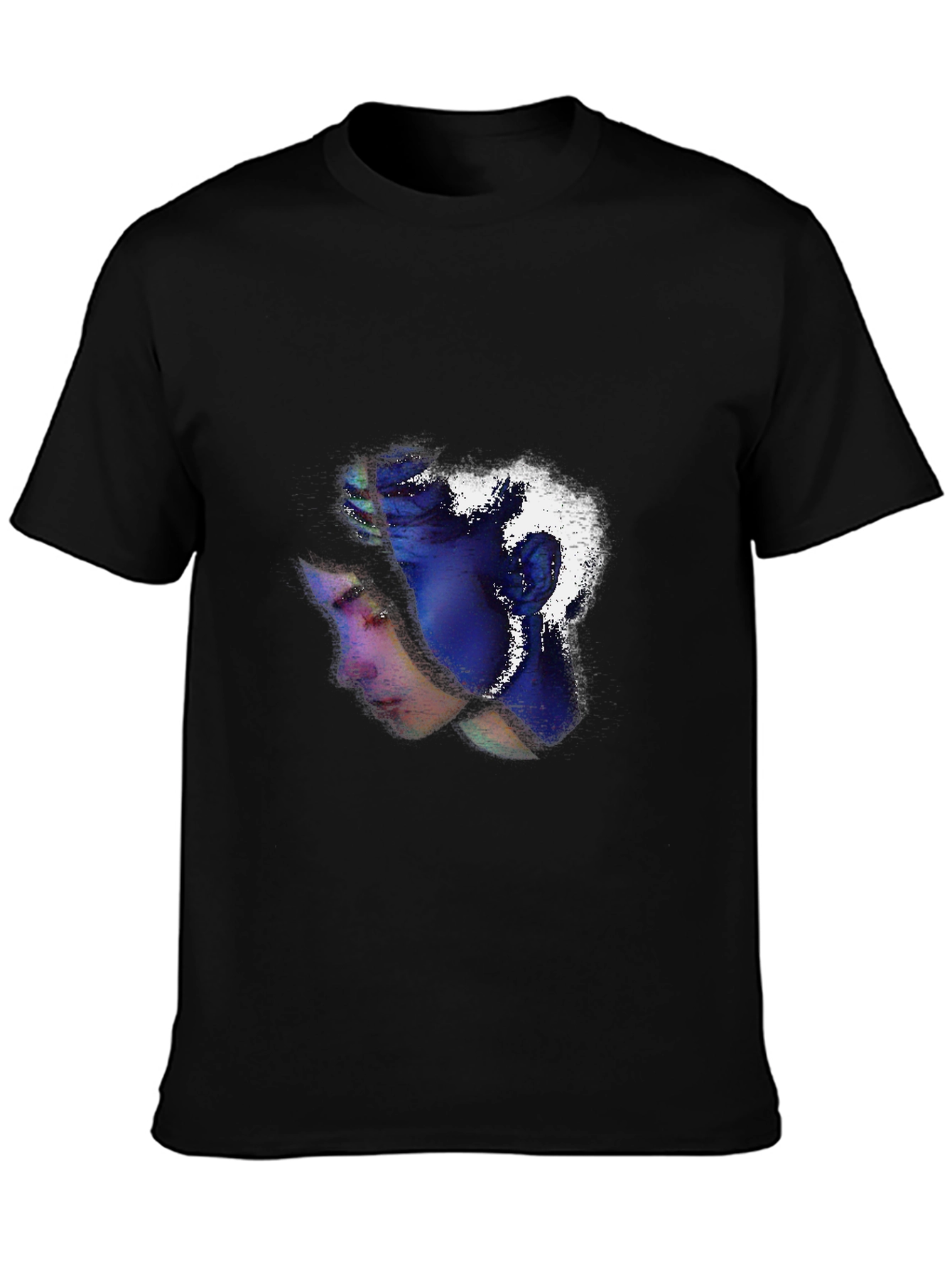 Black Abstract Face Graphic Print Tee view 3