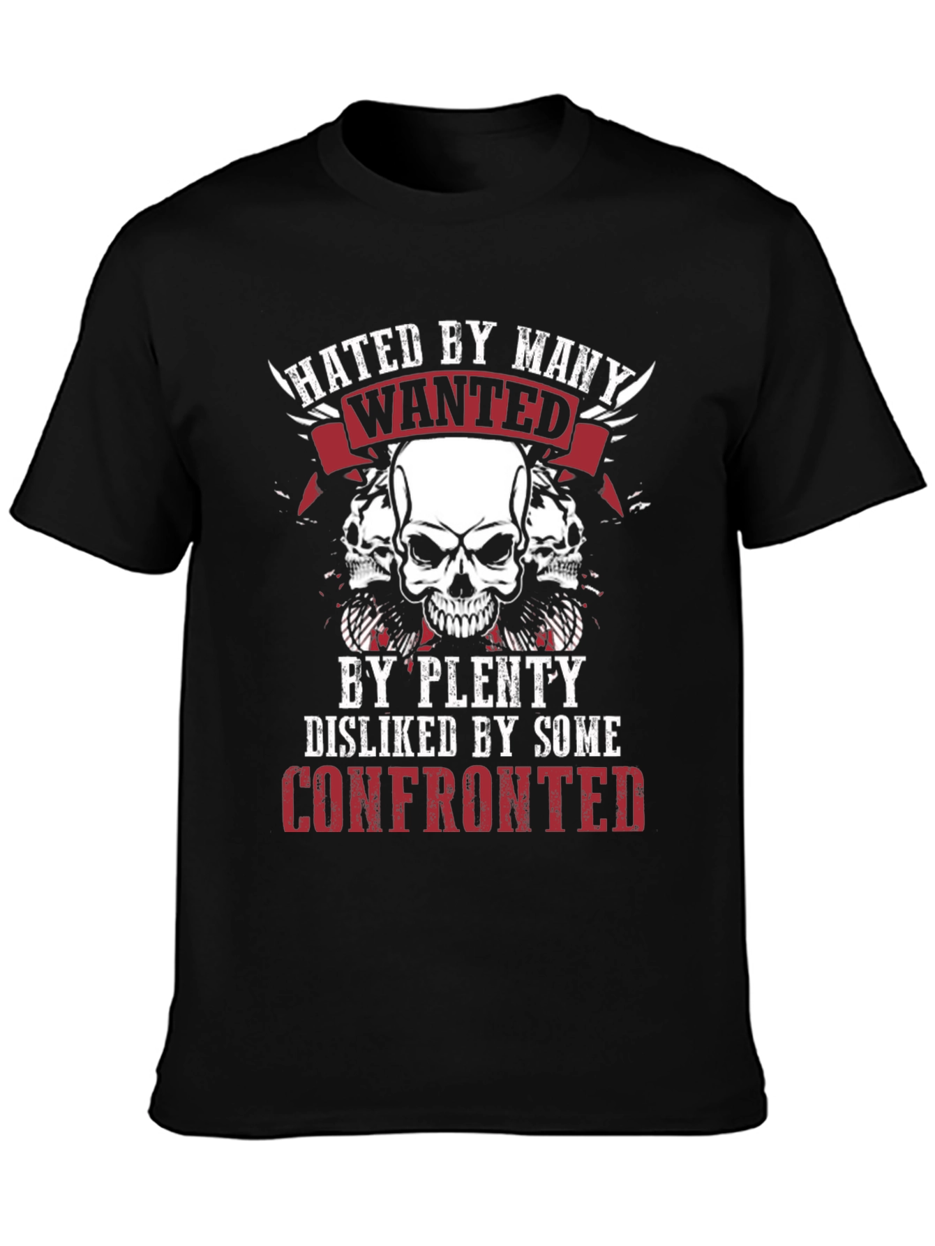 Black Hated By Many Skull Graphic T-Shirt view 3