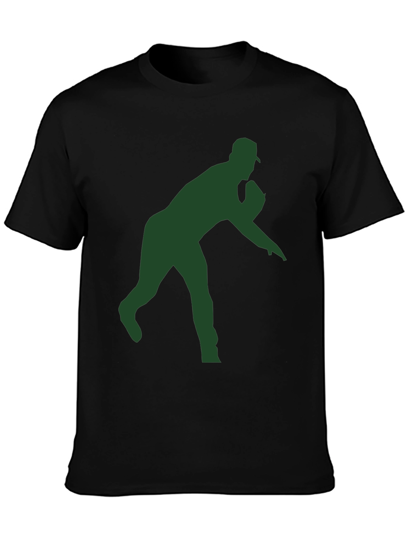 Black Baseball Pitcher Silhouette T-Shirt view 3