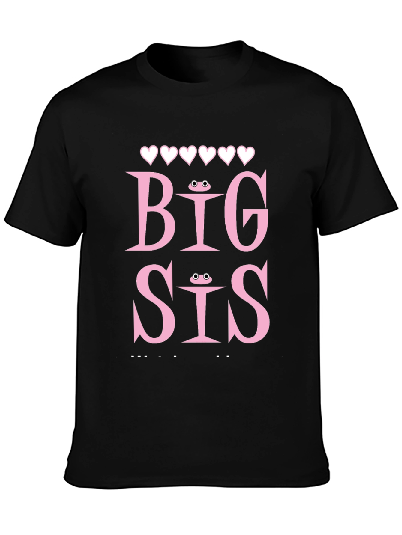 Black Big Sis T-Shirt, Frog Eye Detail view 3