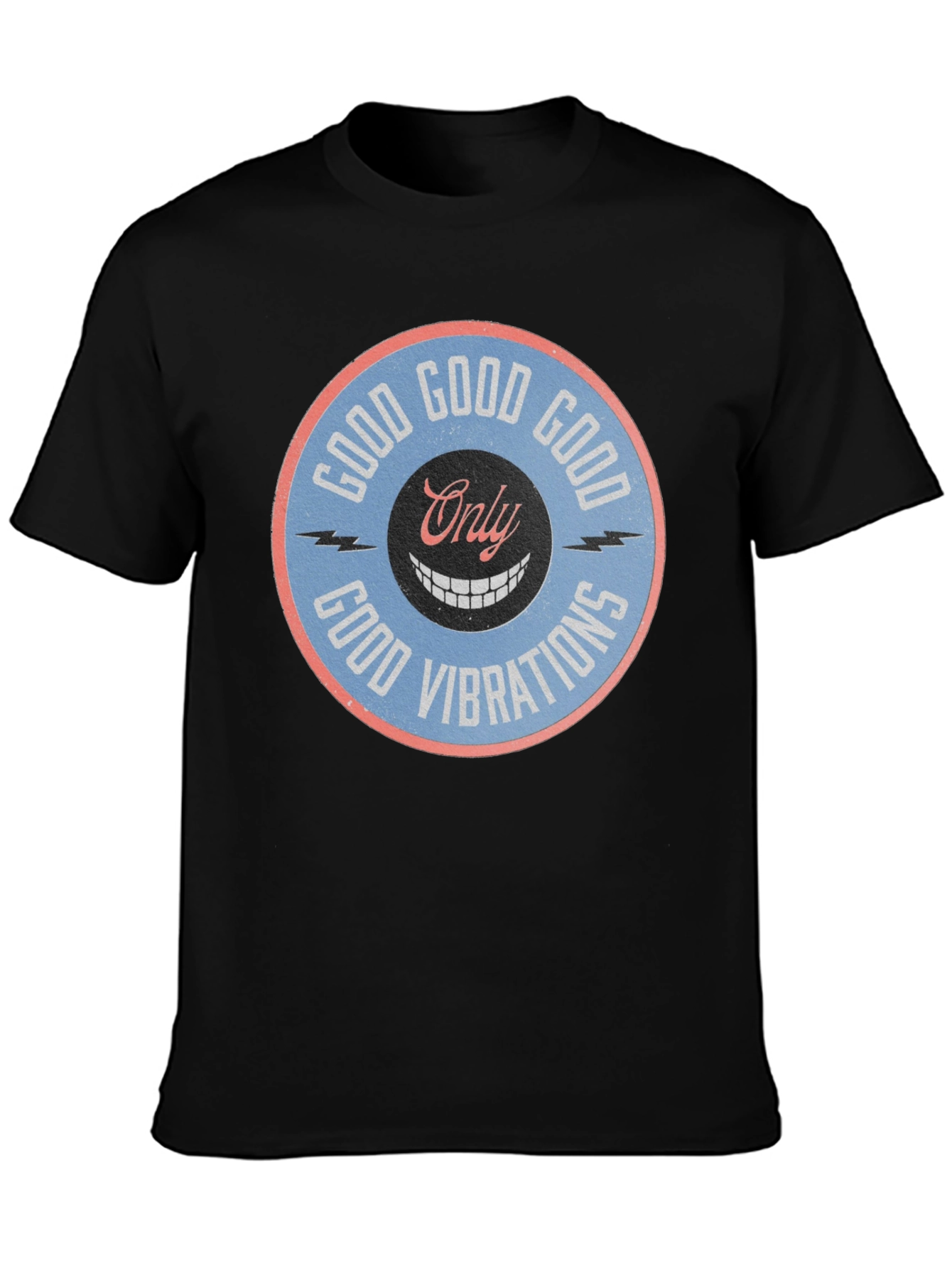 Black Good Vibrations Graphic Tee - Retro Style view 3