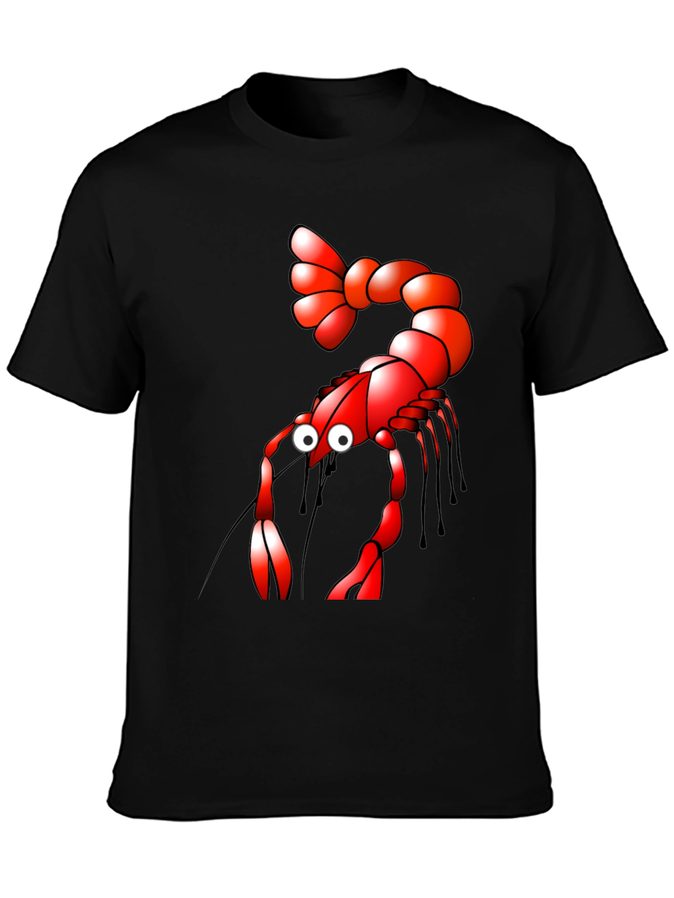 Black Shrimp Cartoon Graphic Tee - Black view 3