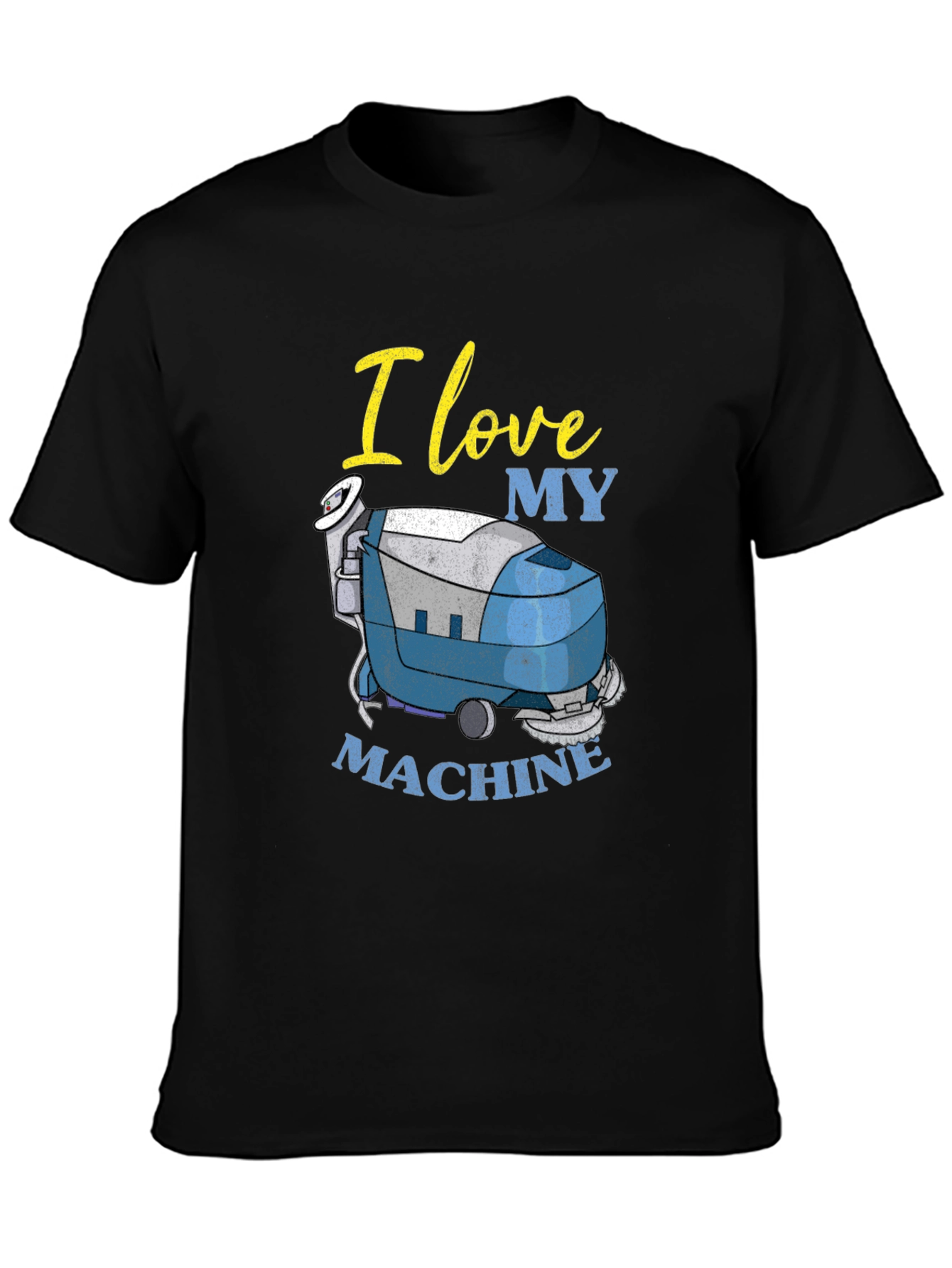 Black I Love My Machine T-Shirt - Cleaning Crew Apparel view 3