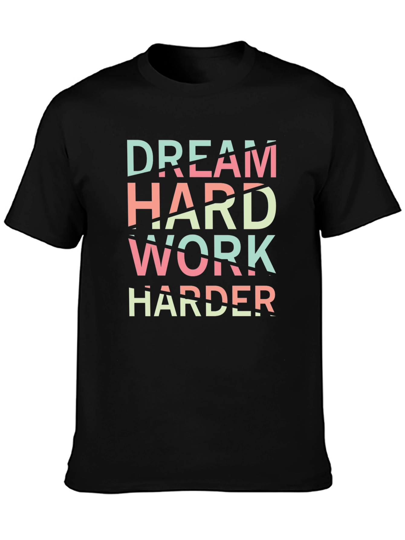 Black Dream Hard Work Harder Black Graphic Tee view 3