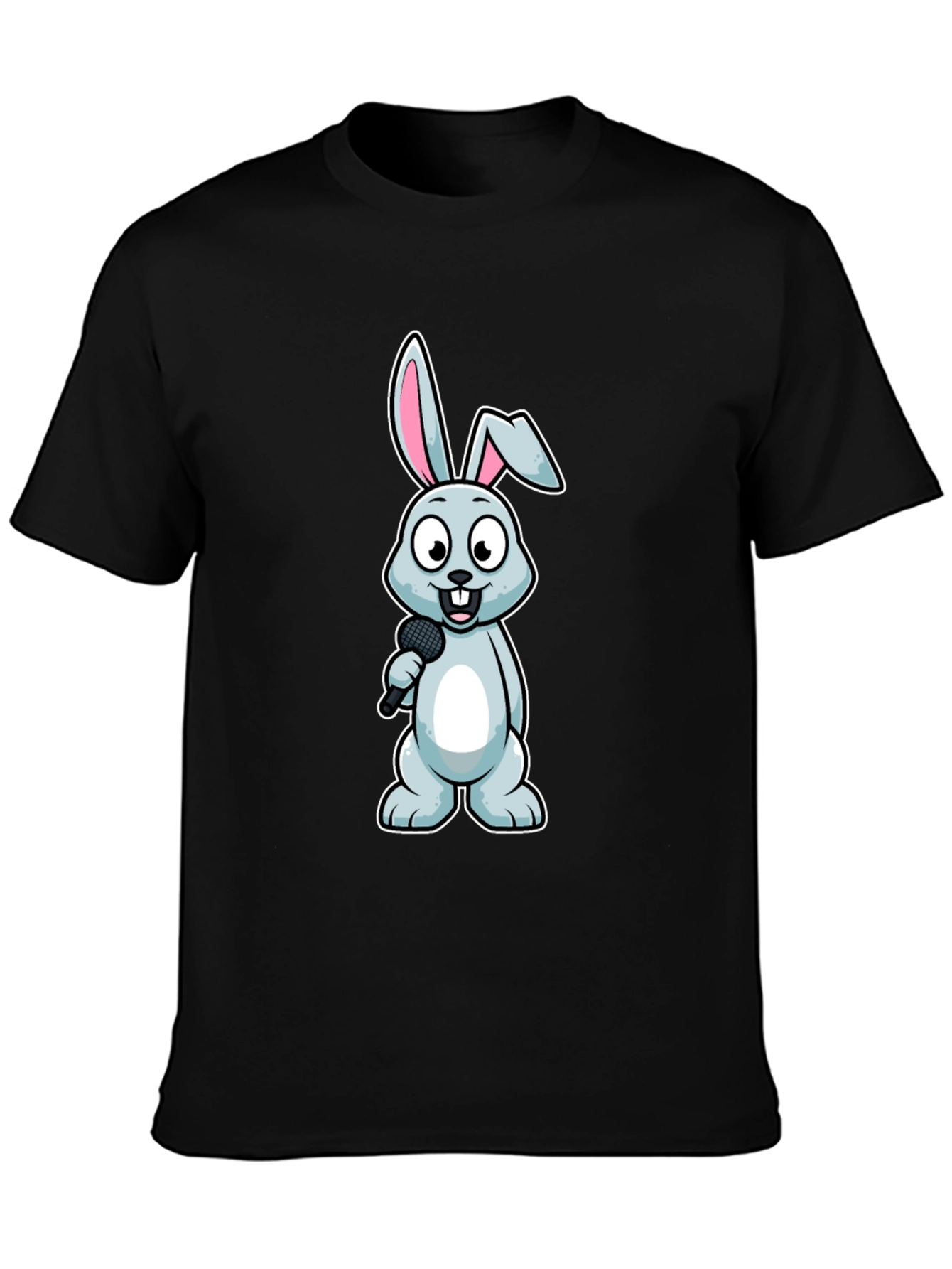 Black Bunny Singer T-Shirt - Black Cotton Tee view 3