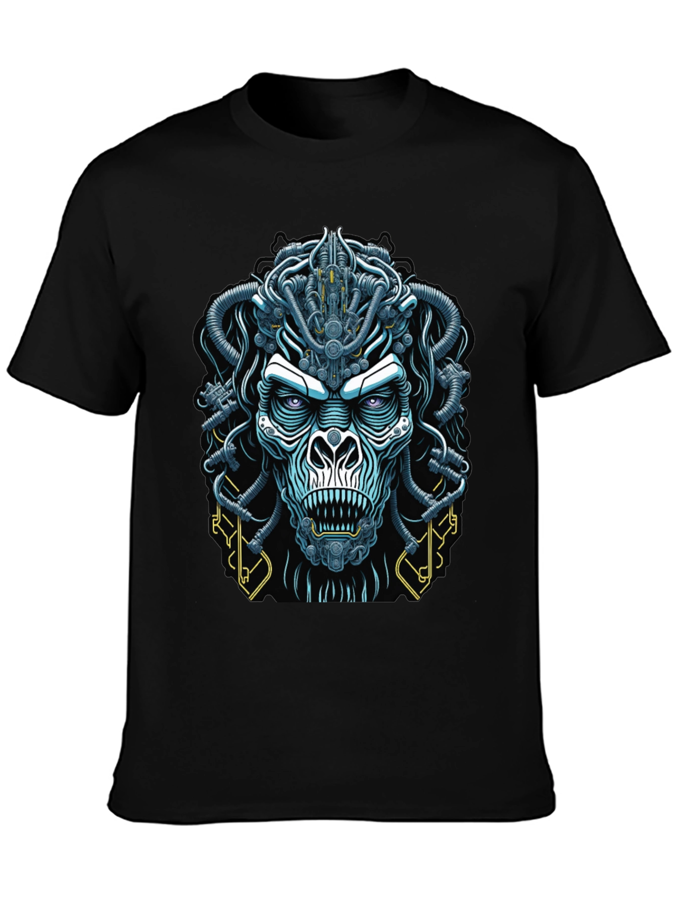 Black Cyberpunk Gorilla Graphic Tee - Bold Black view 3