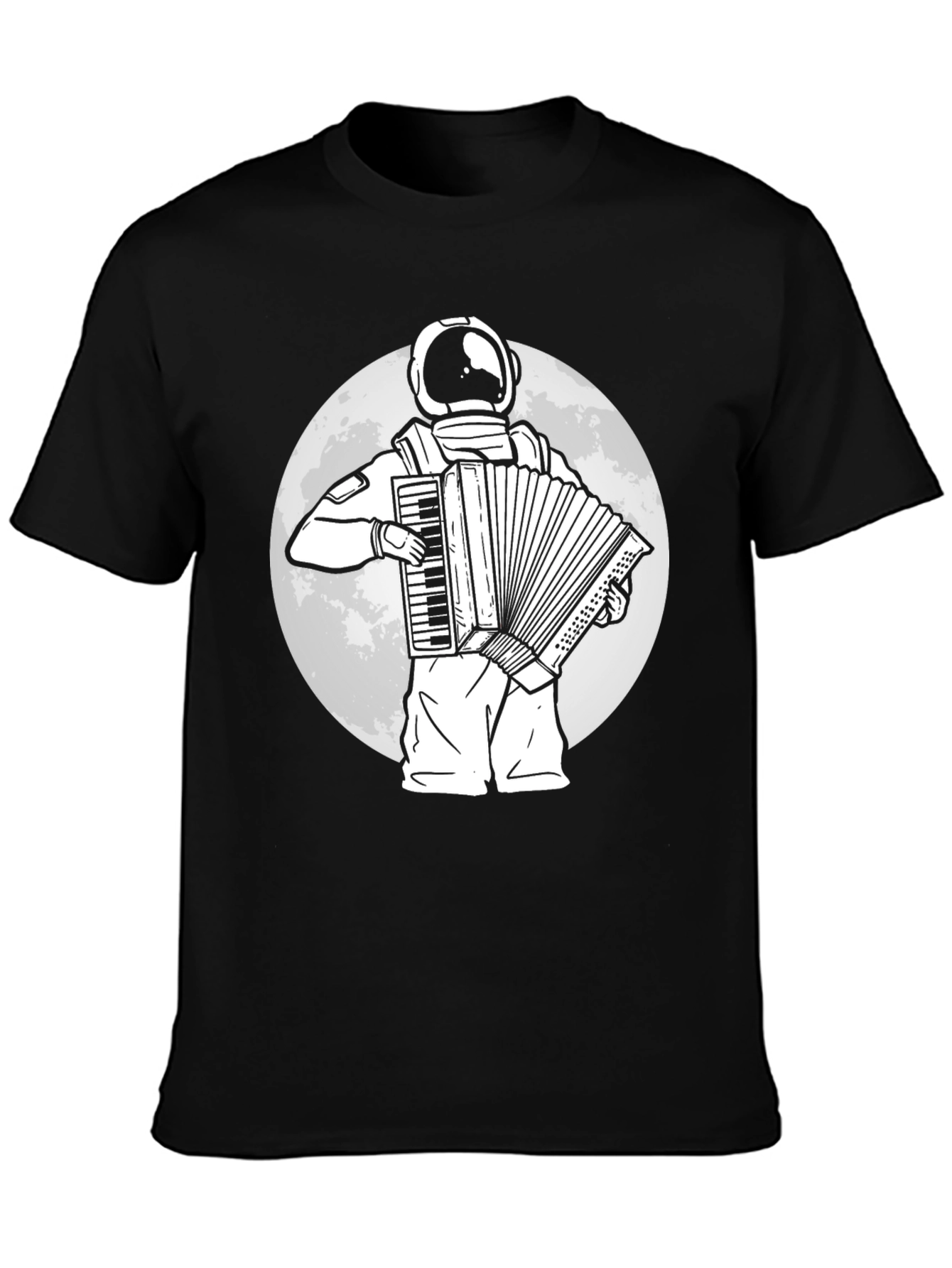 Black Astronaut Accordion Player Graphic Tee view 3
