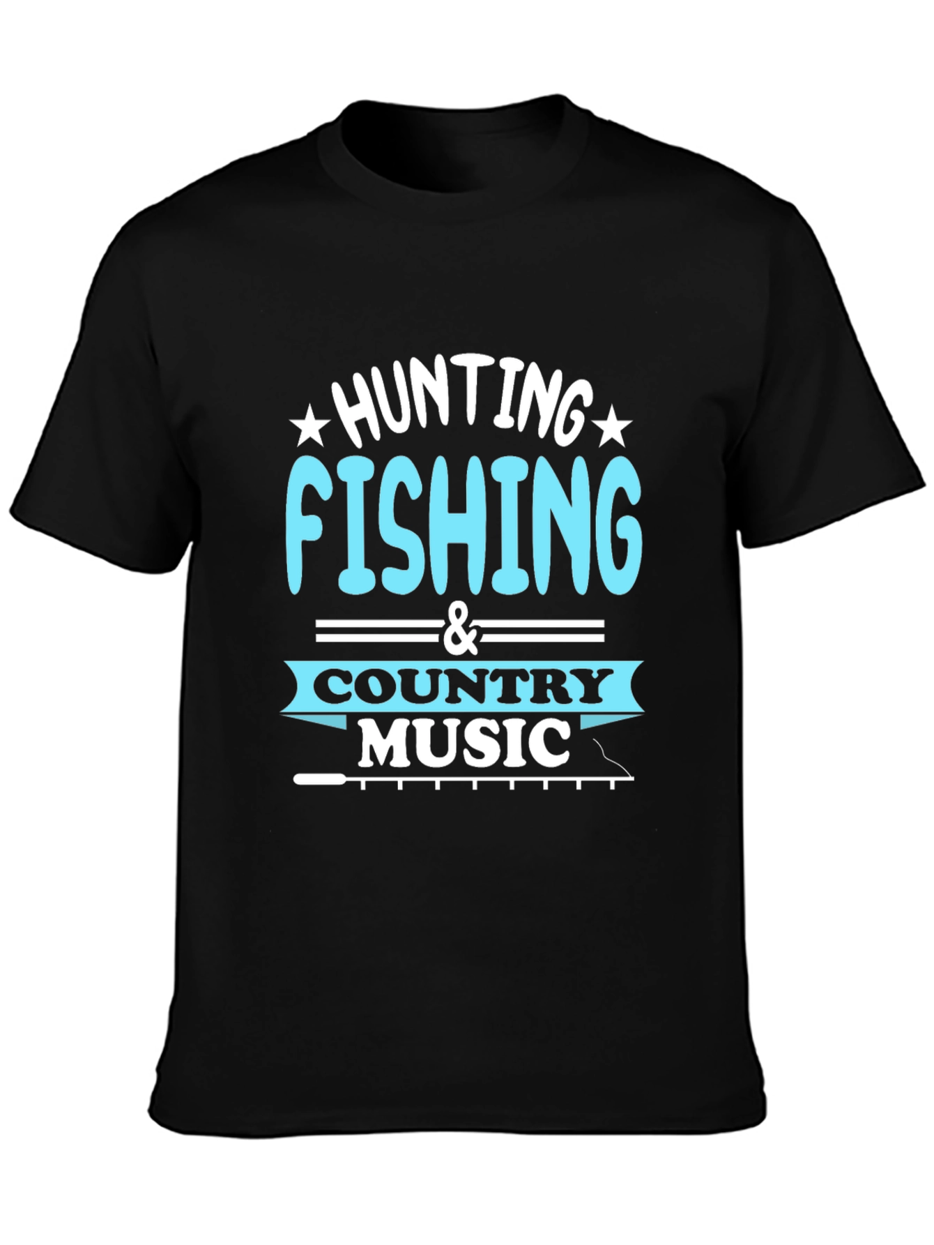 Black Hunting Fishing Country Music T-Shirt view 3