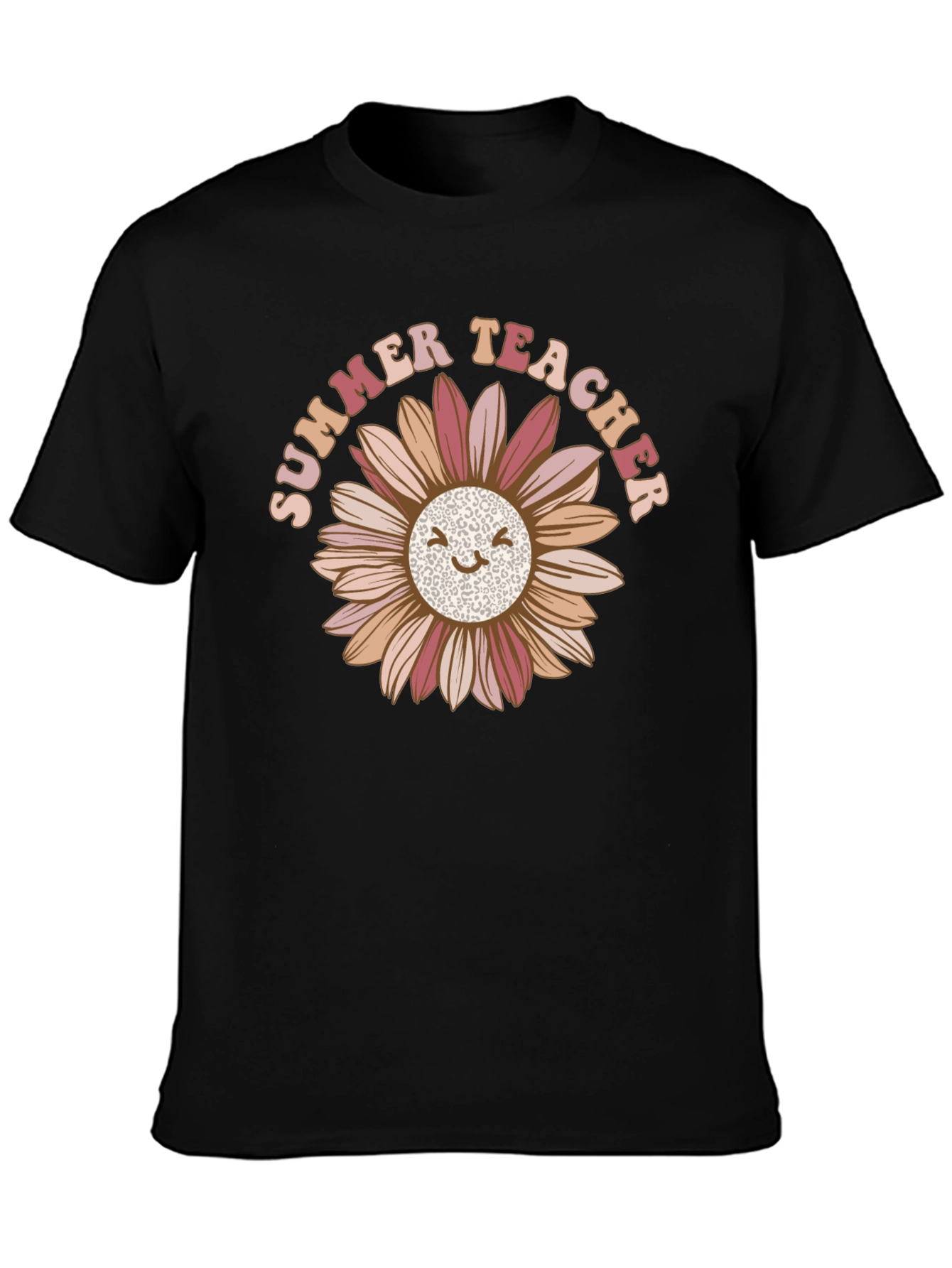 Black Summer Teacher Graphic Tee - Floral Design view 3