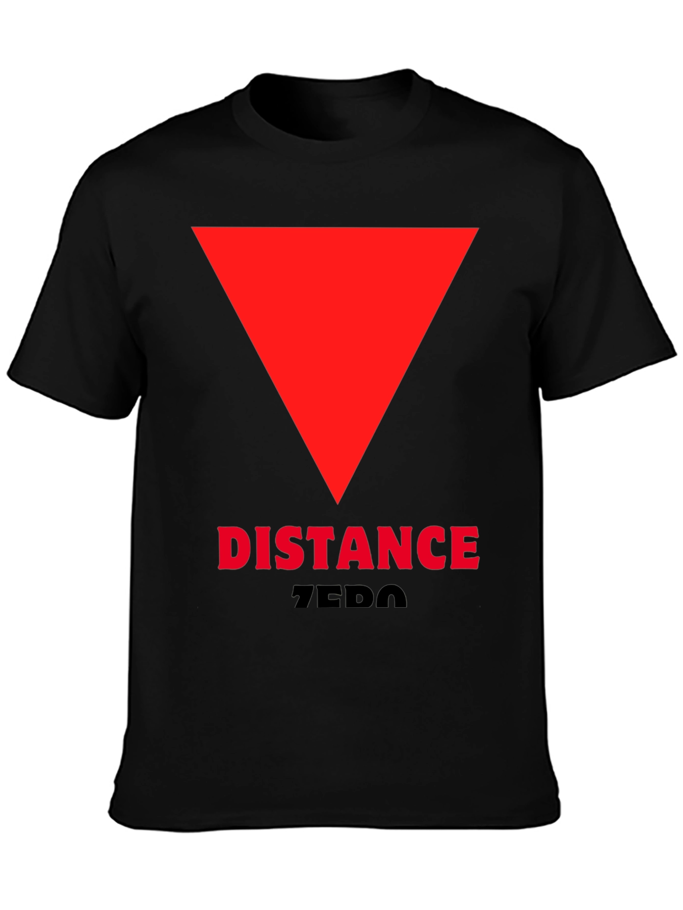 Black Distance Zero T-Shirt - Red Triangle Design view 3