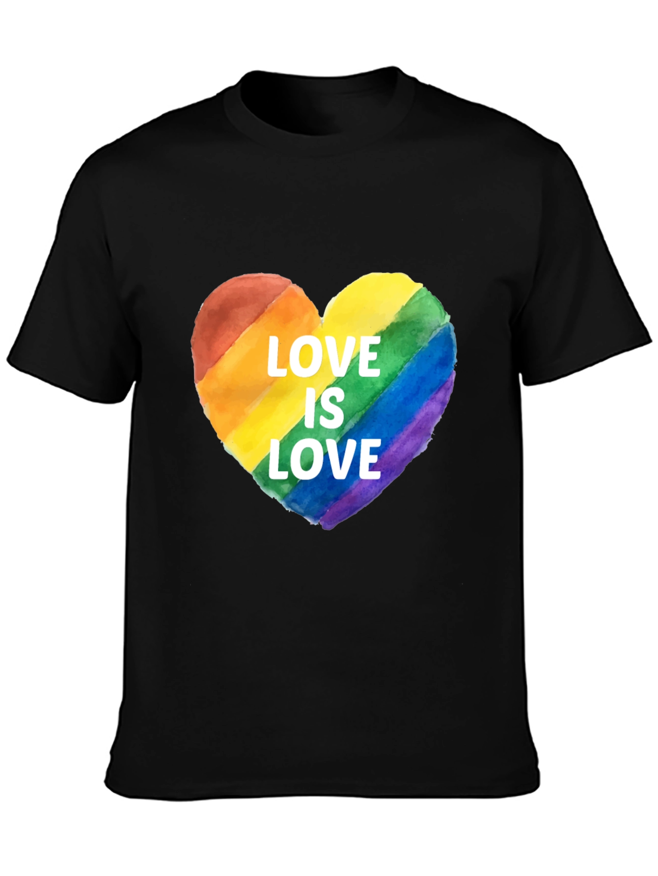 Black Love Is Love Rainbow Heart T-Shirt view 3