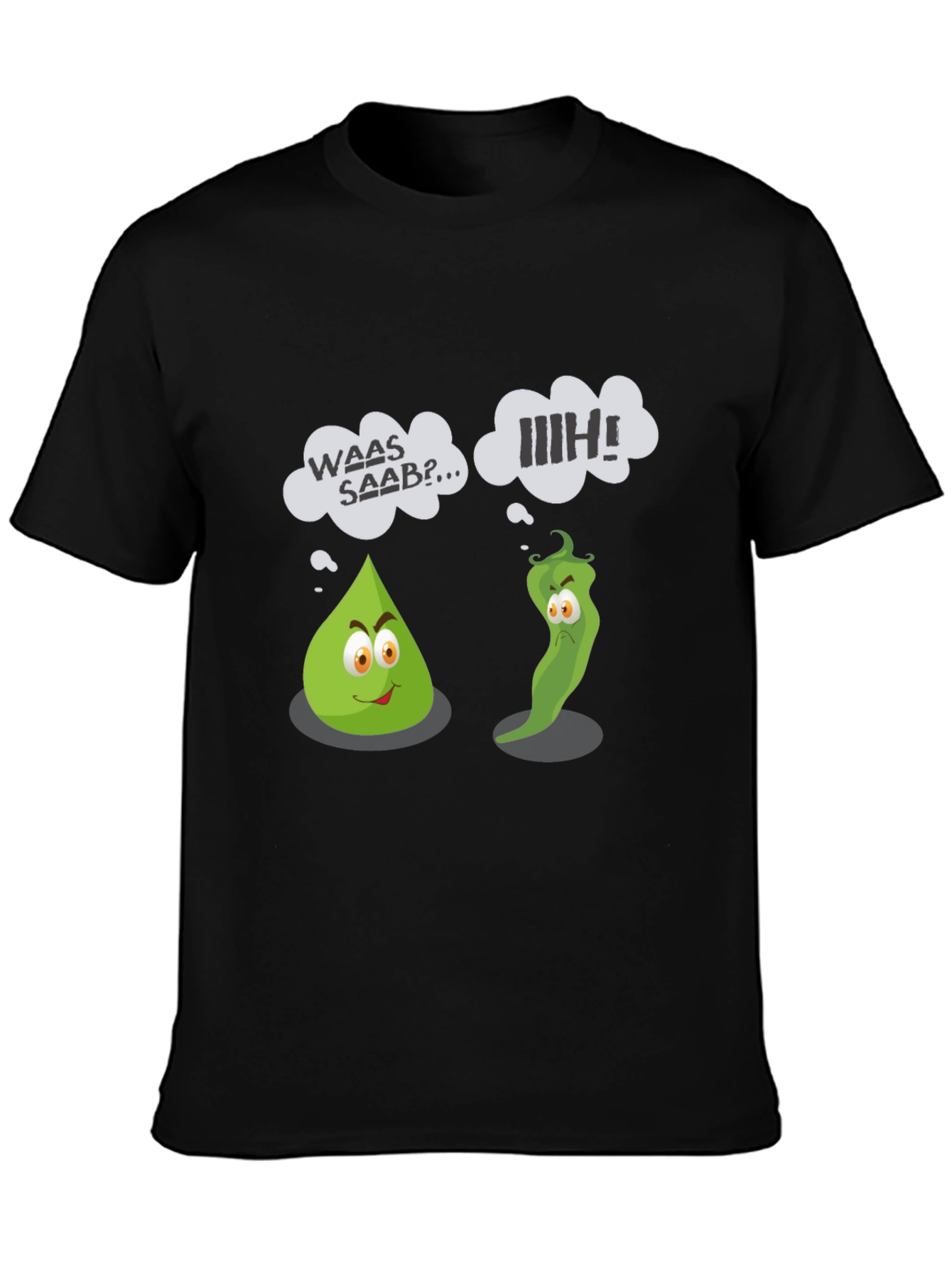 Black Funny Cartoon Vegetables Black T-Shirt view 3