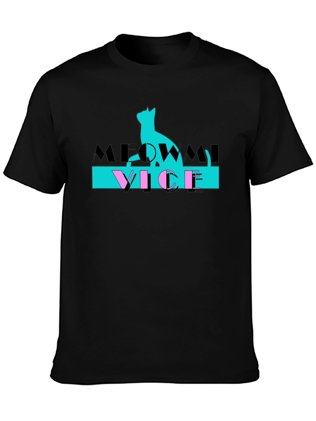 Black Meowmi Vice Graphic T-Shirt, Cat Lover Tee view 3