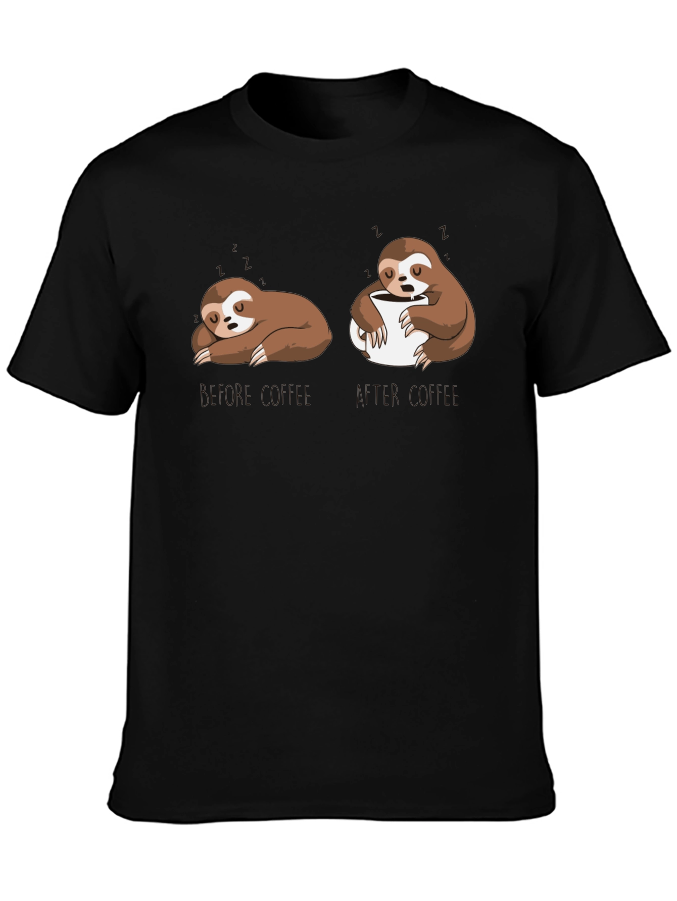 Black Sloth Coffee T-Shirt - Funny Graphic Tee view 3