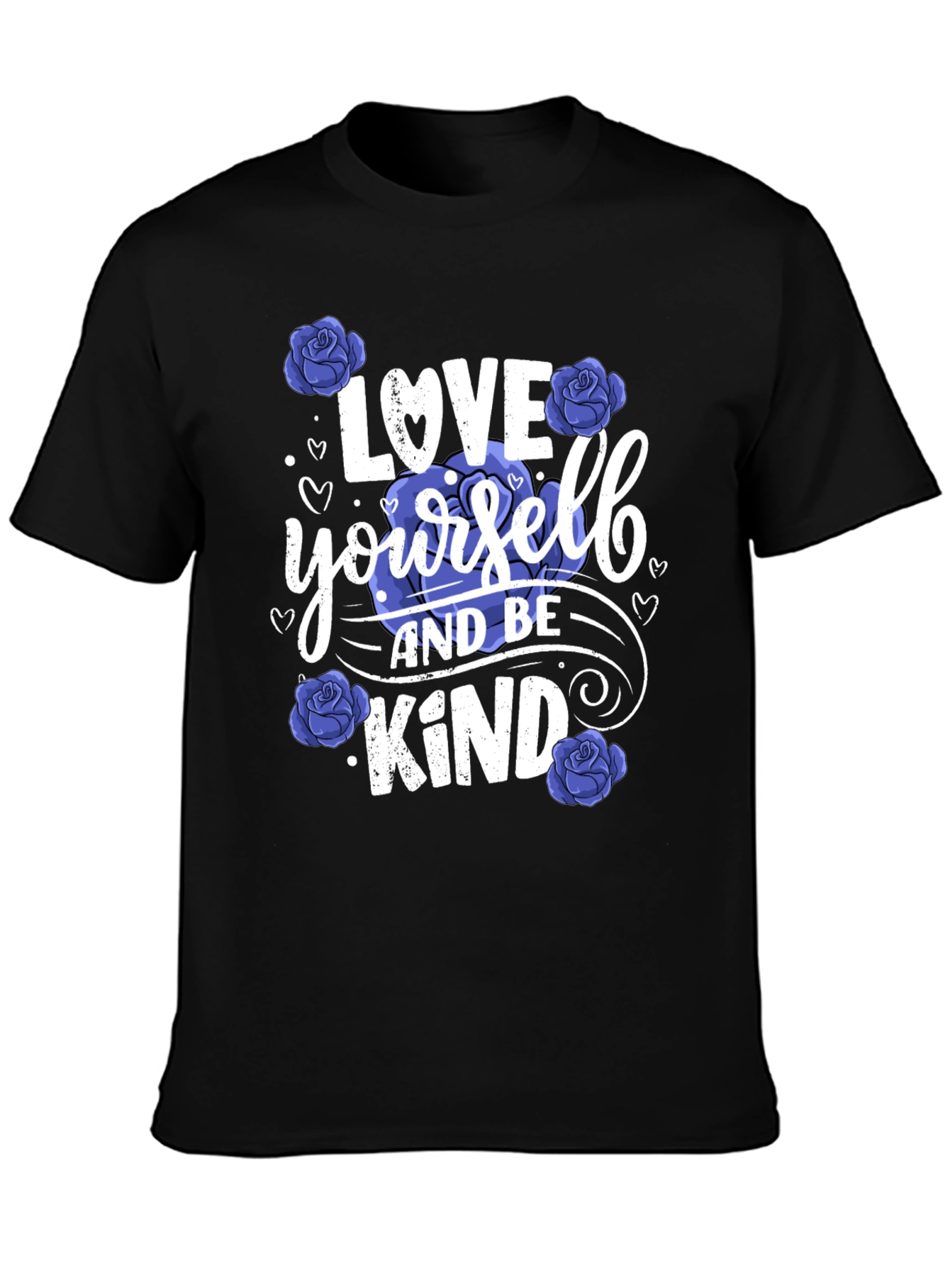 Black Love Yourself & Be Kind Graphic Tee - Floral Design view 3