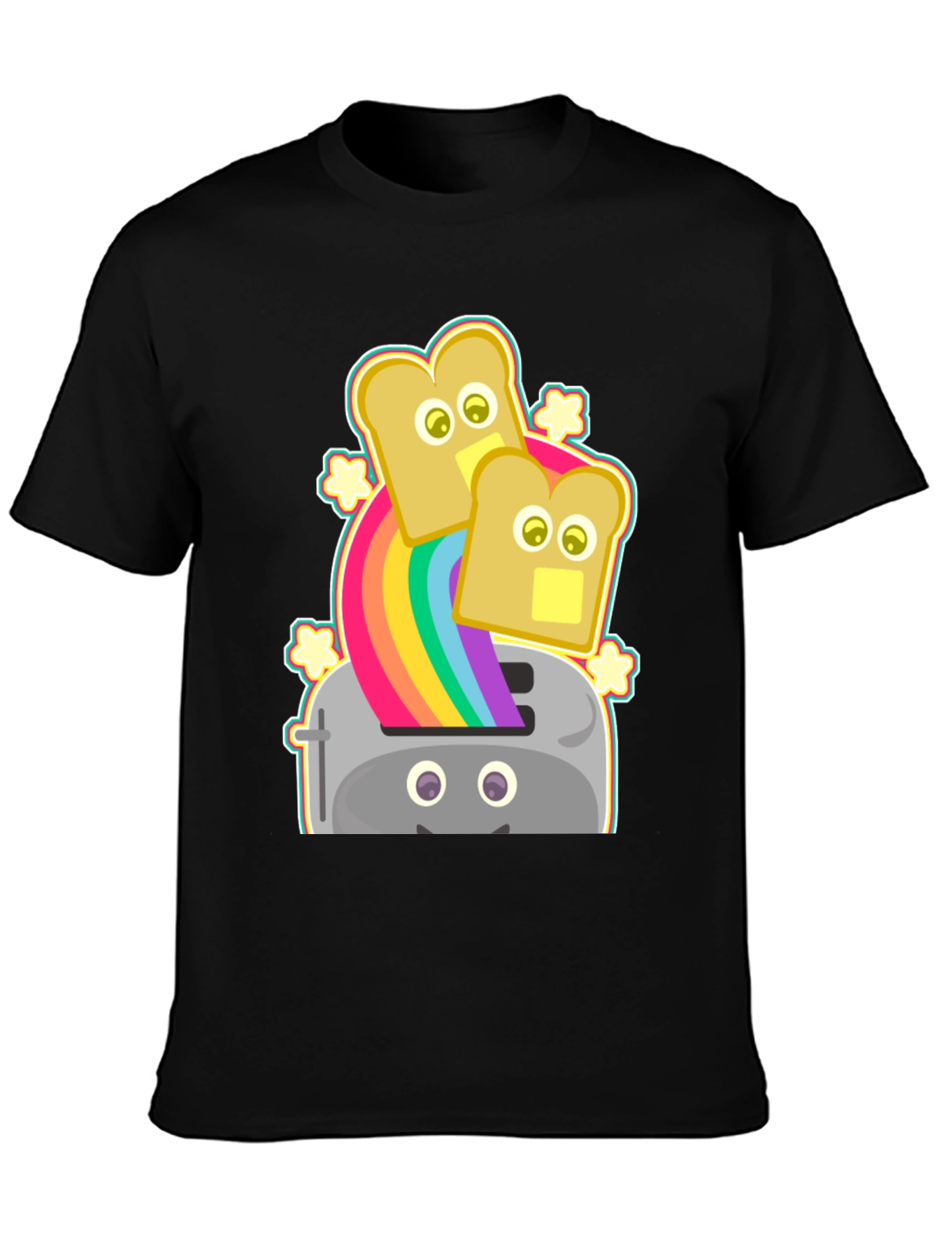 Black Rainbow Toaster Bread T-Shirt, Novelty Tee view 3