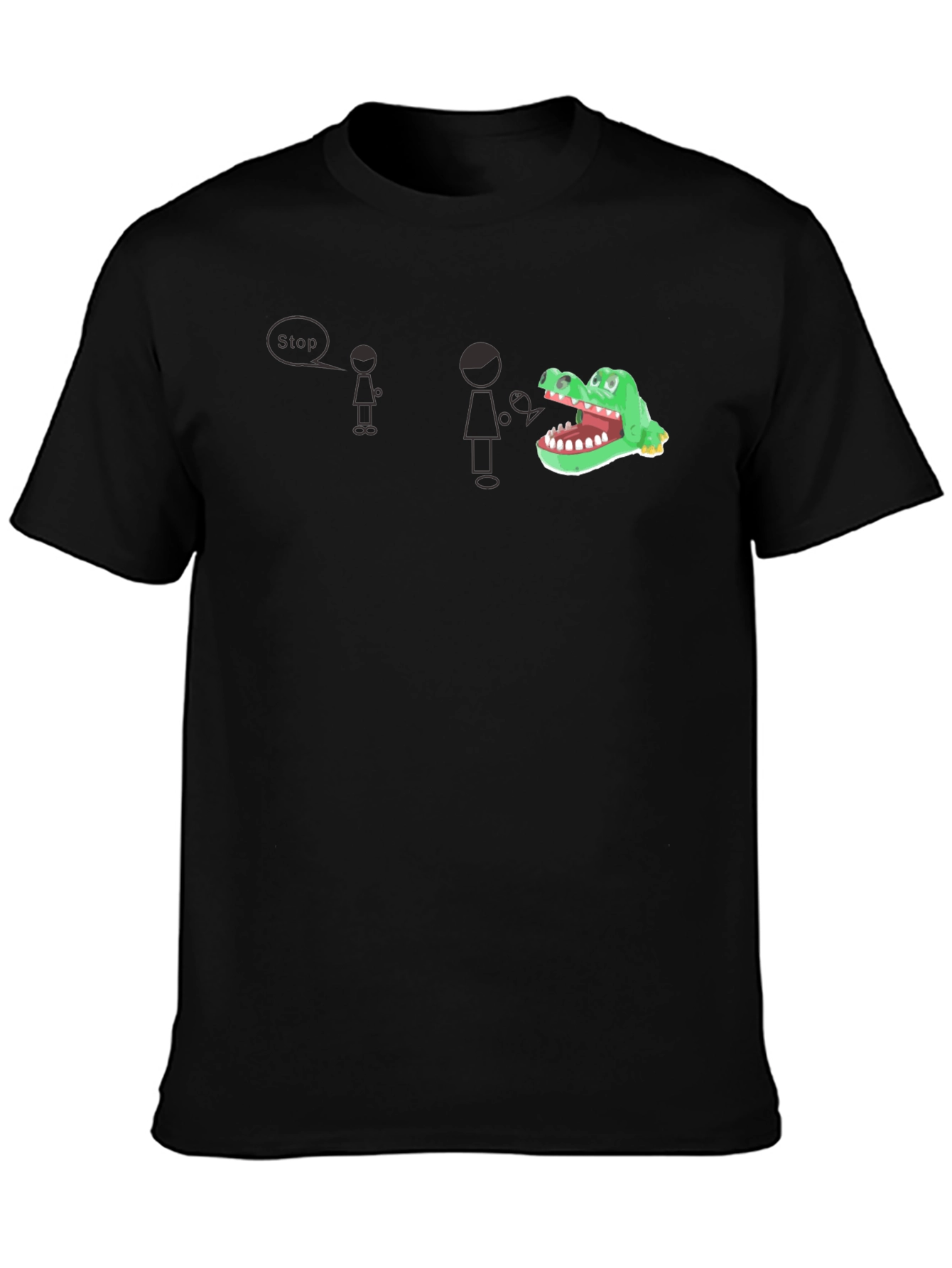 Black Funny Alligator Graphic Black T-Shirt view 3