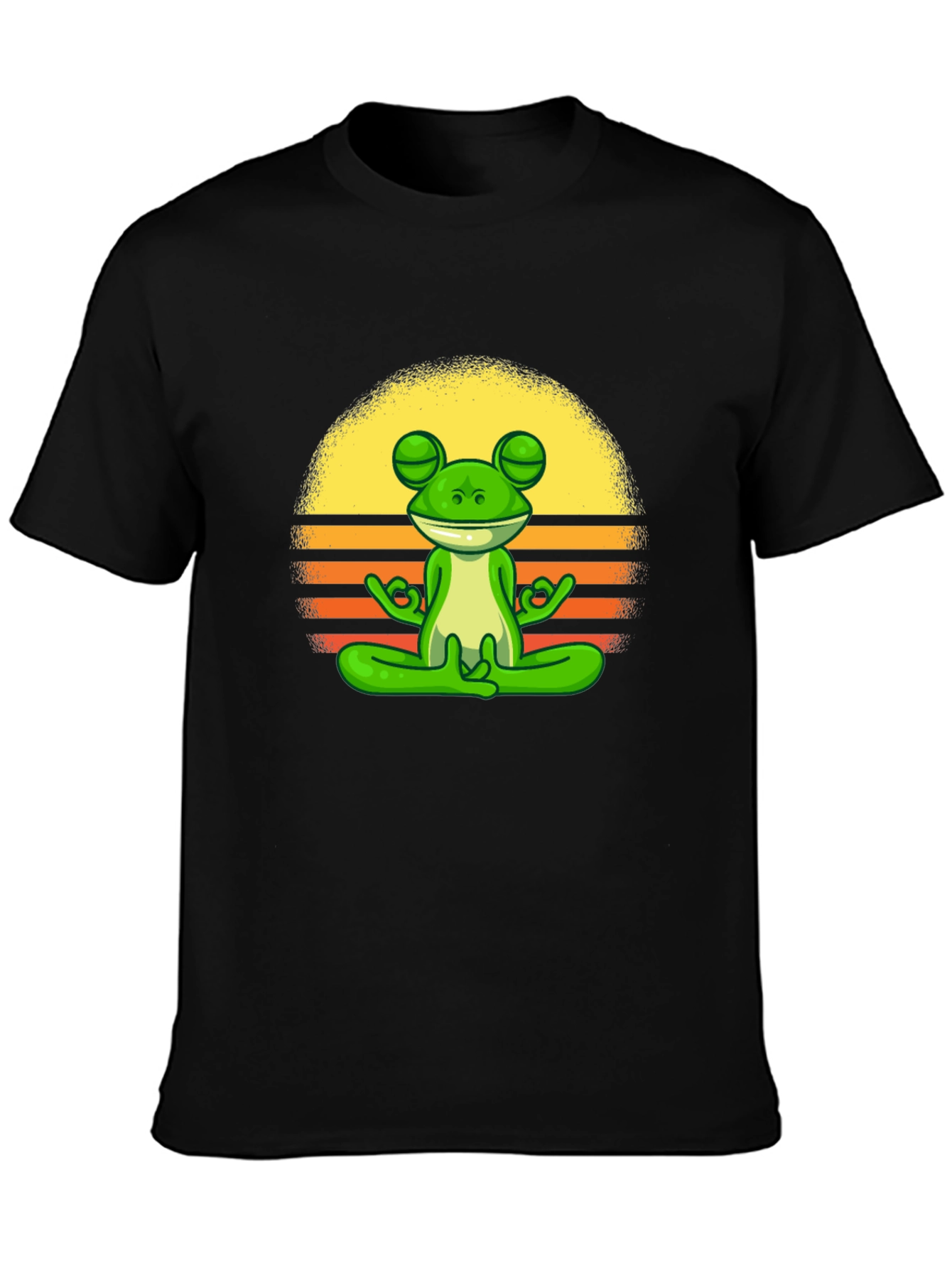Black Zen Frog Graphic Tee - Relaxed Fit Cotton T-Shirt view 3