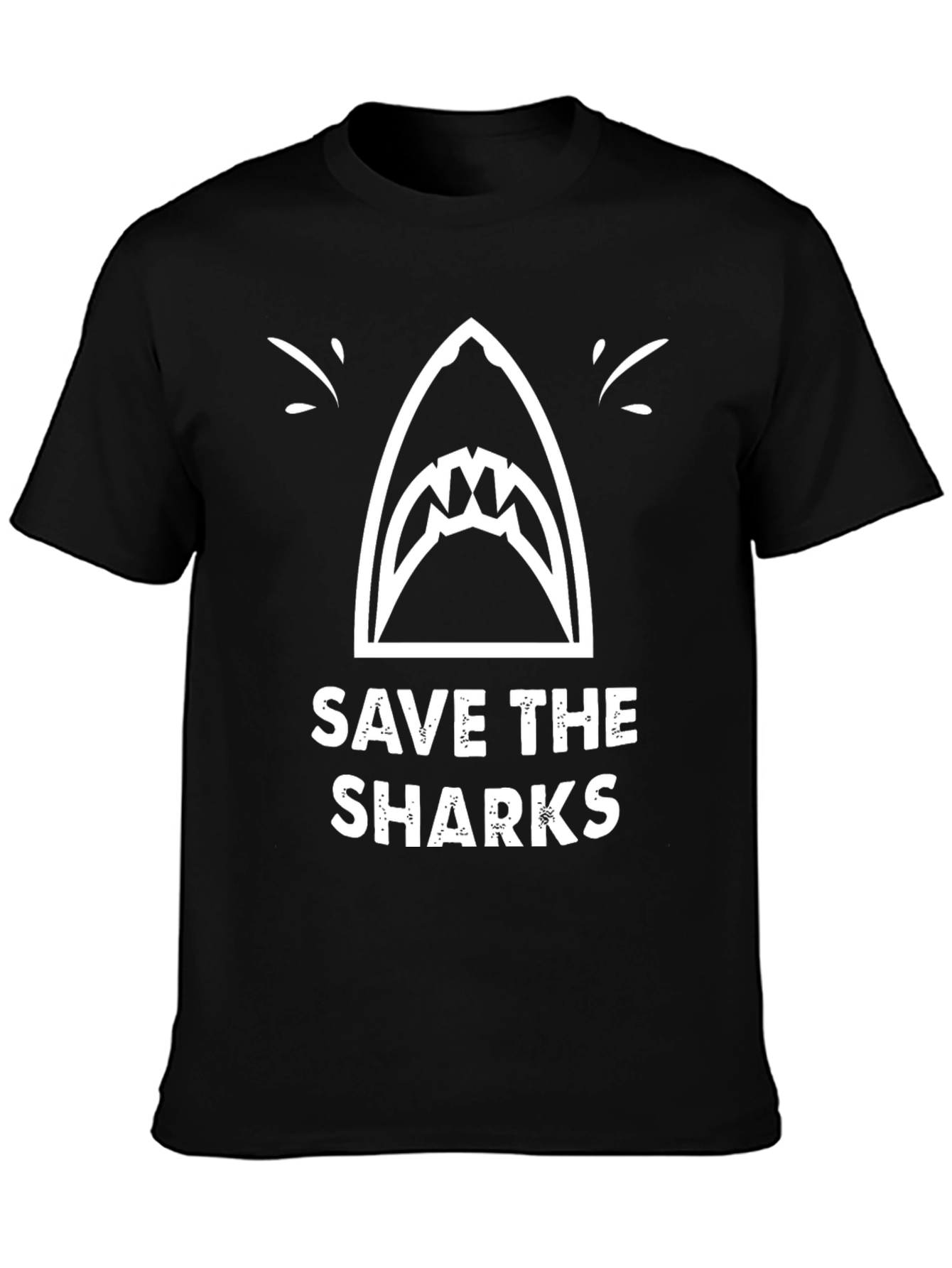 Black Save the Sharks Graphic Tee - Black Cotton T-Shirt view 3