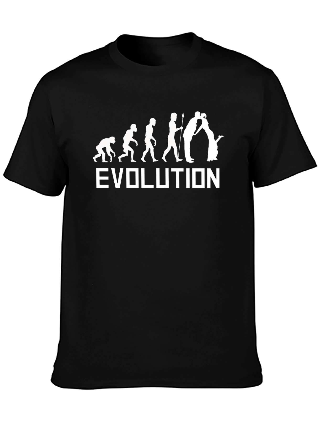 Black Evolution Wedding T-Shirt - Black Cotton Tee view 3