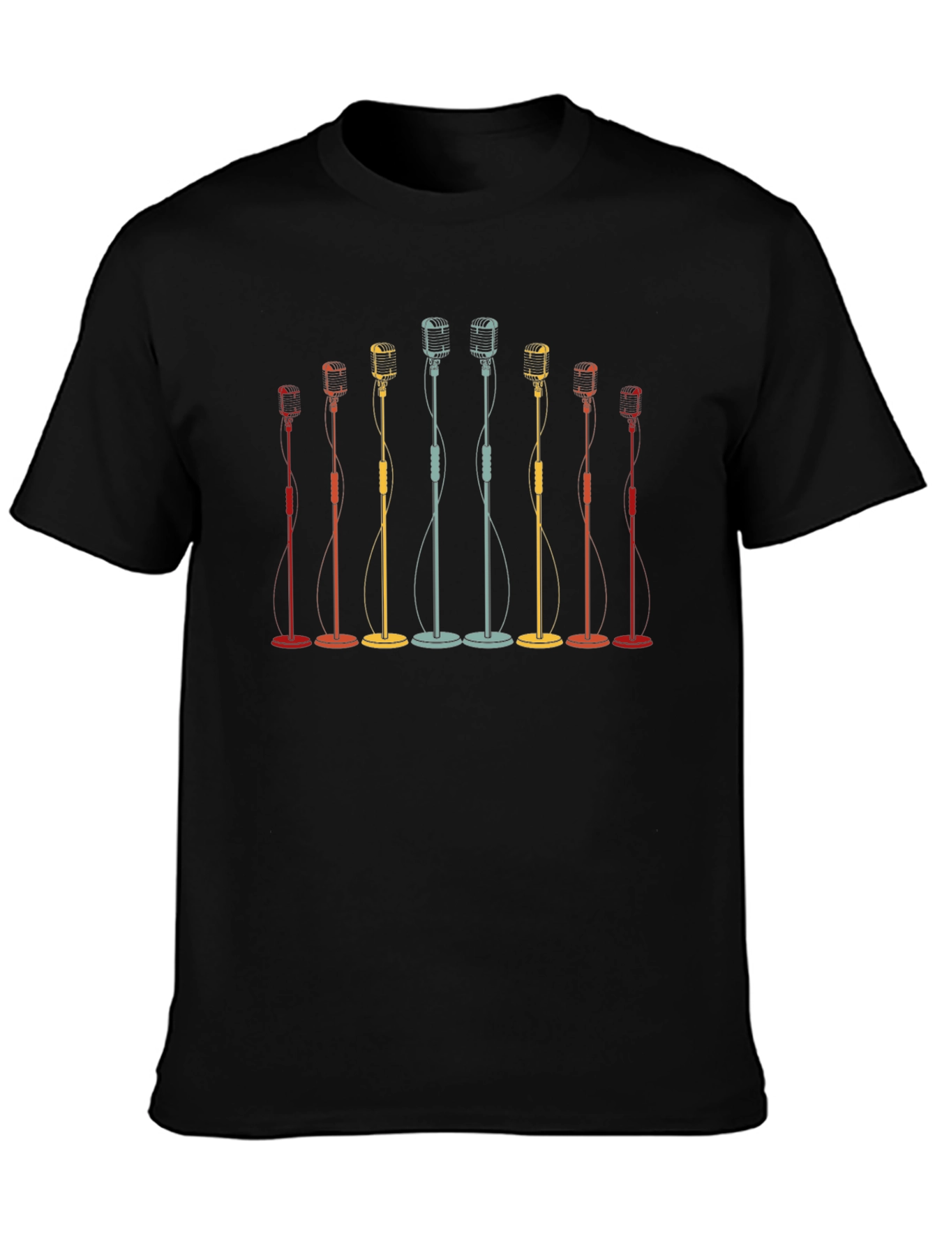 Black Retro Microphone Graphic Tee view 3