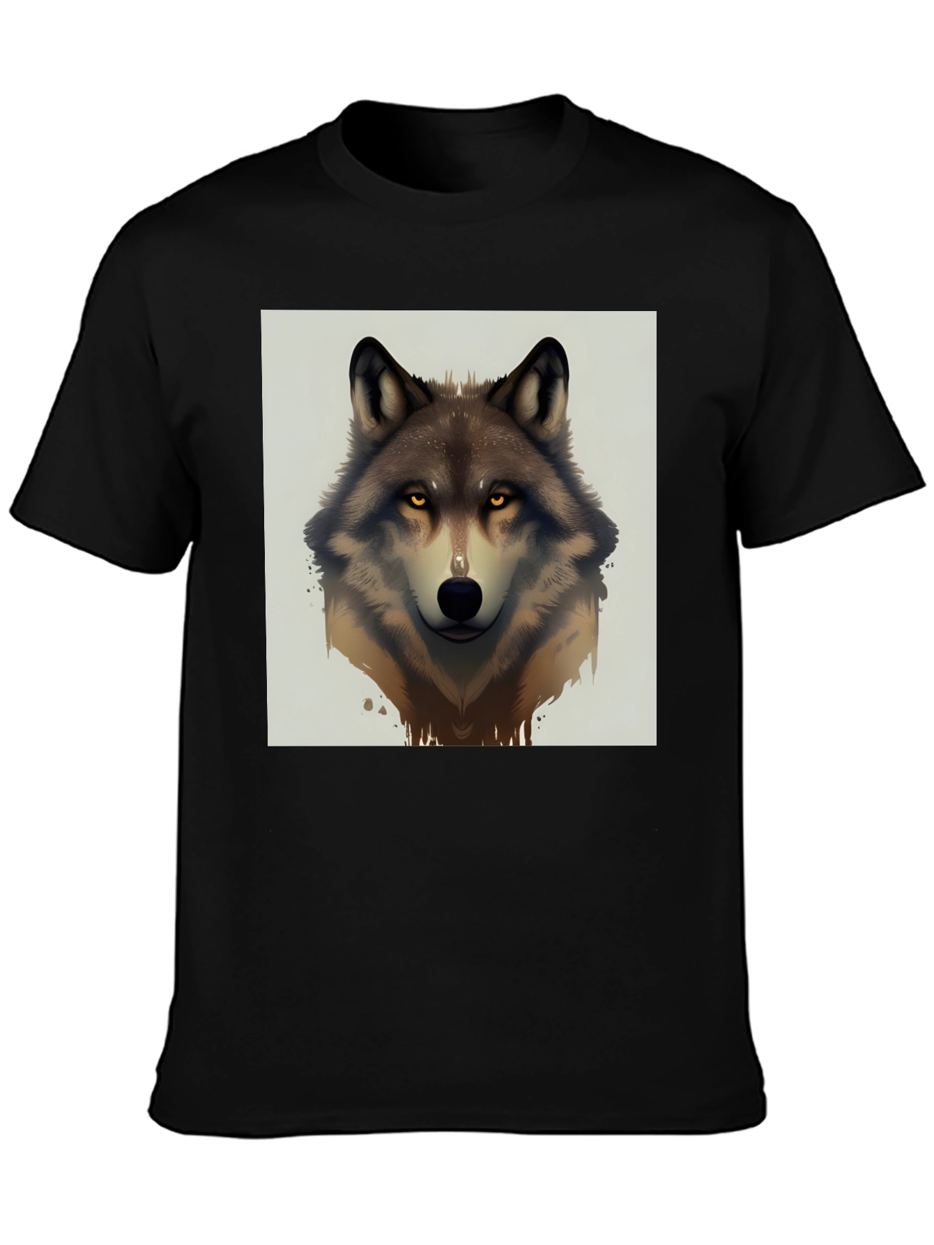 Black Wolf Graphic Tee - Men's Black Short Sleeve T-Shirt view 3