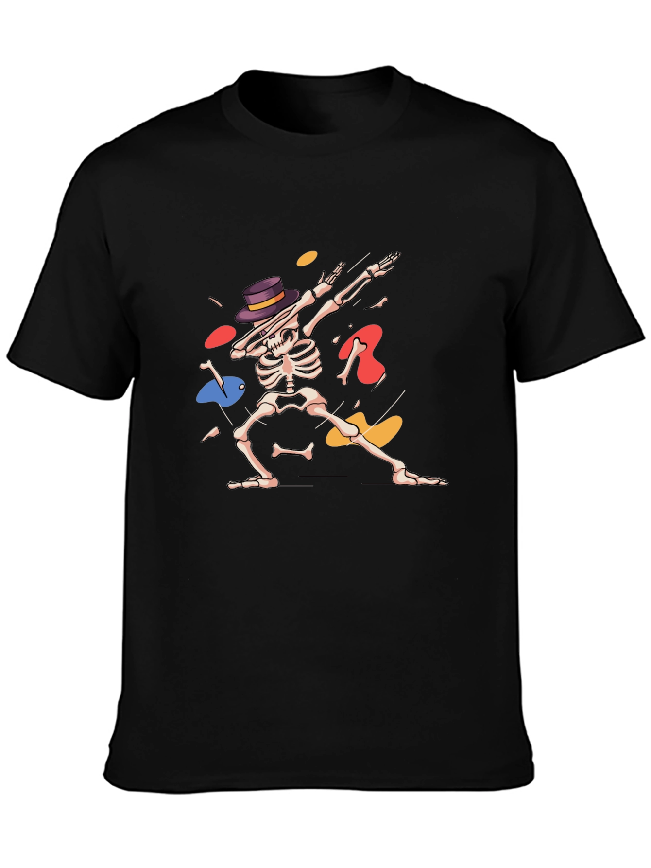 Black Dabbing Skeleton Graphic T-Shirt view 3