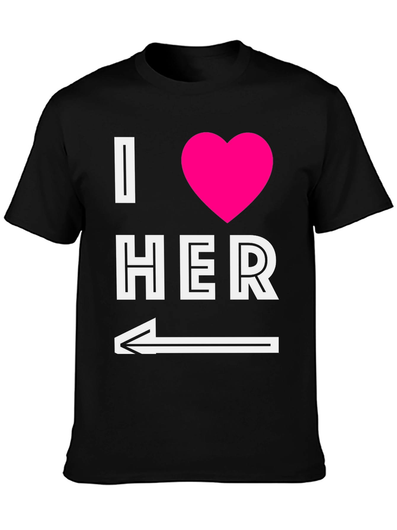 Black I Heart Her T-Shirt with Arrow Graphic view 3