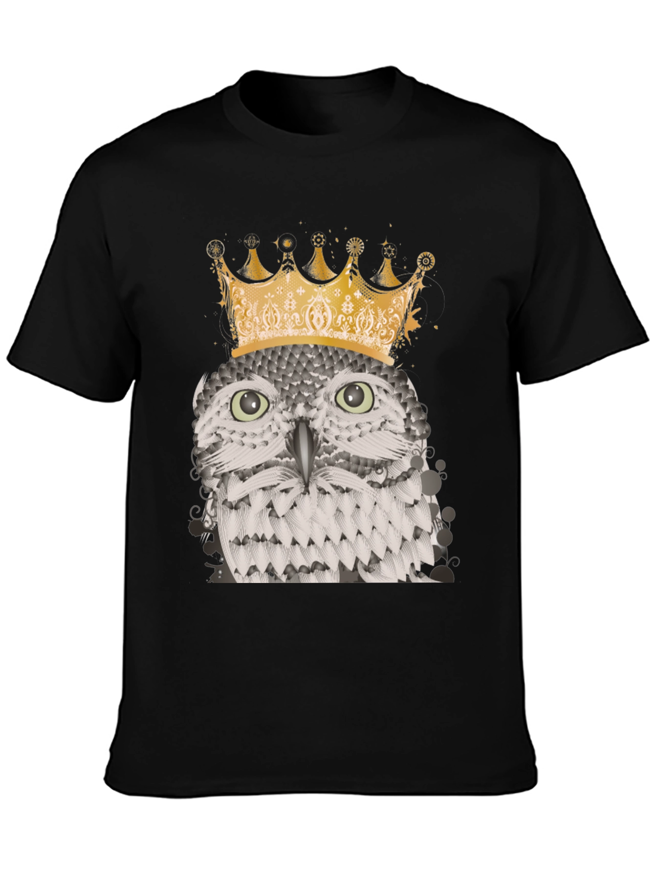 Black Owl King Graphic Tee - Black Cotton Blend T-Shirt view 3