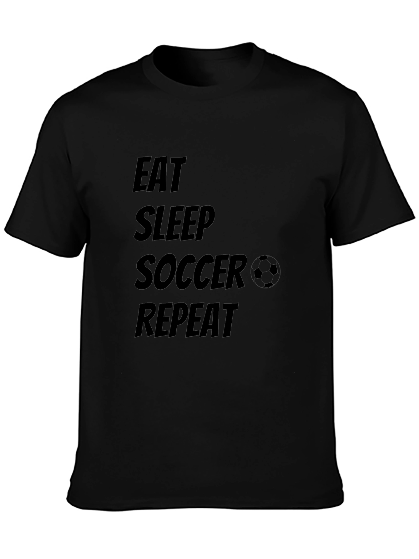 Black Eat Sleep Soccer Repeat Graphic Tee view 3