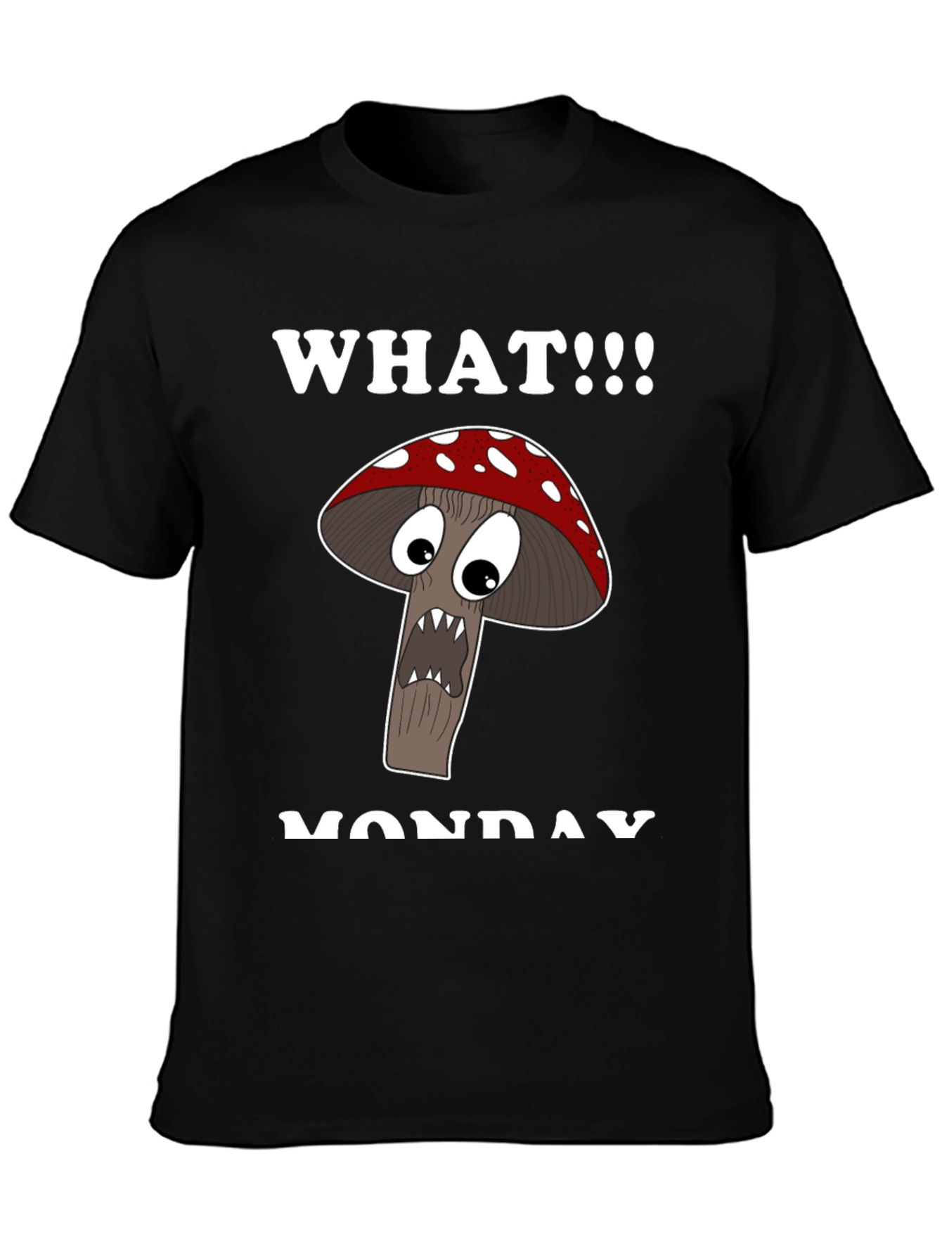 Black Funny Mushroom Monday T-Shirt view 3