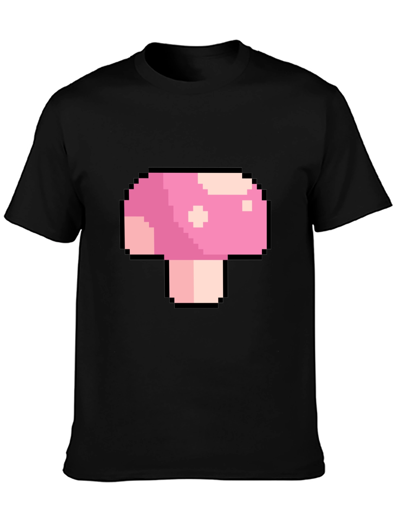 Black Pixel Mushroom Graphic T-Shirt - Retro Gaming Tee view 3