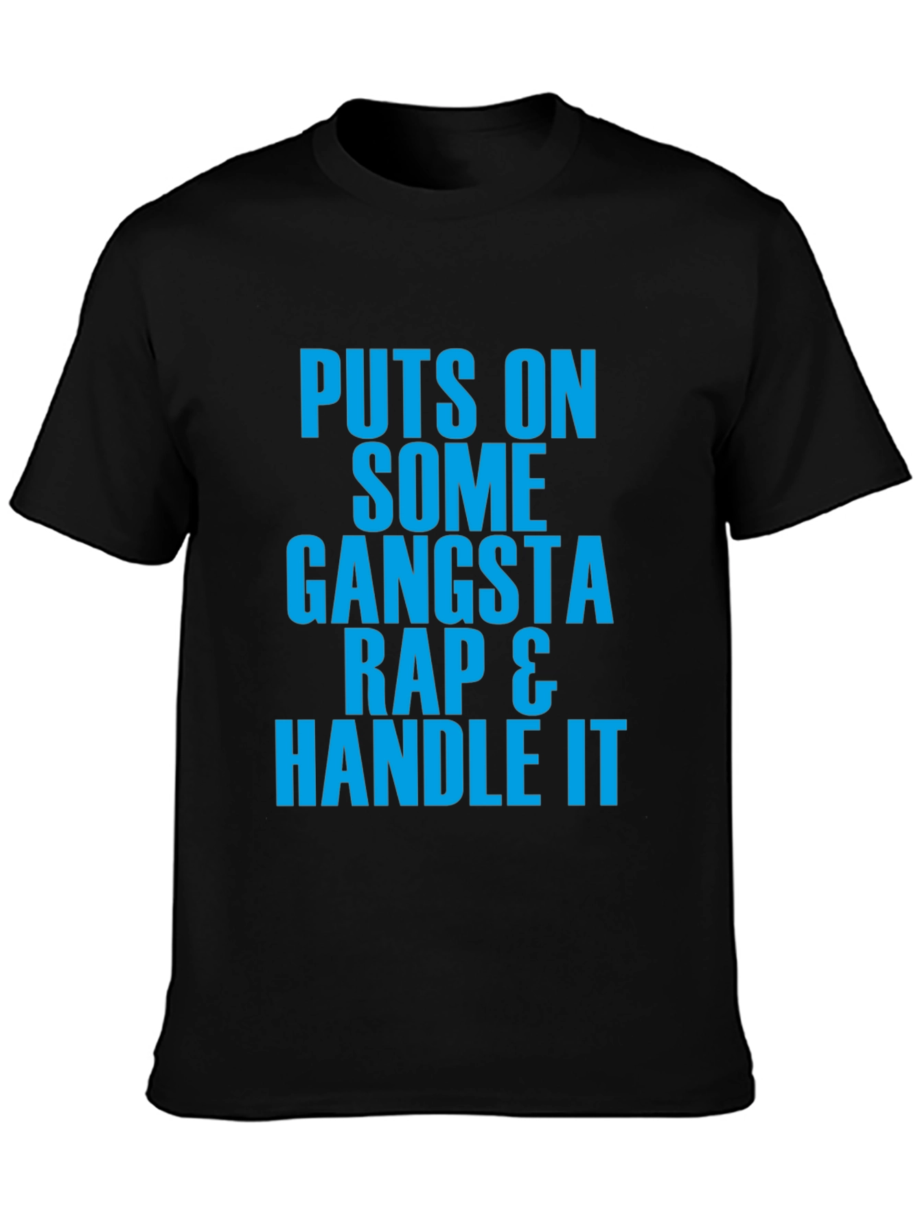 Black Gangsta Rap Graphic Tee - Handle It Black T-Shirt view 3