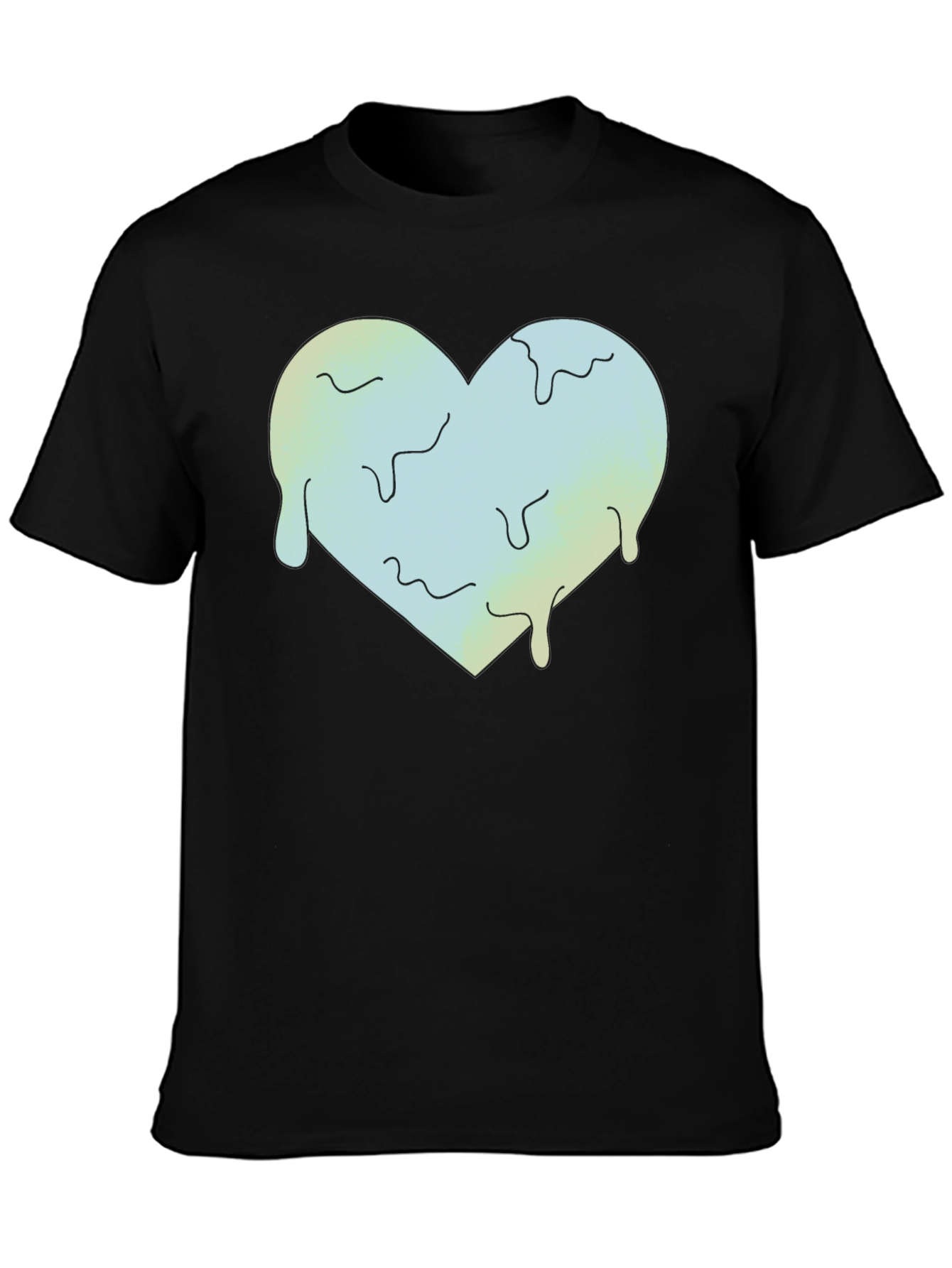 Black Melting Heart Graphic Tee - Black Crew Neck view 3