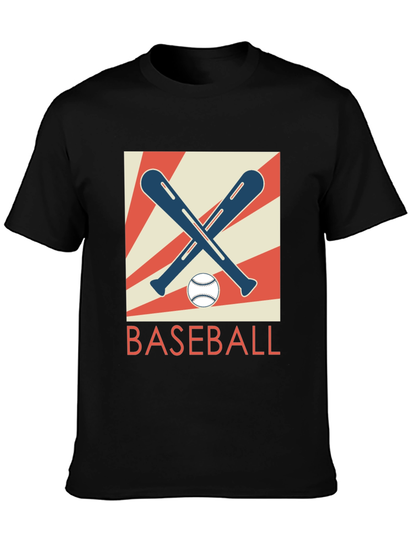 Black Retro Baseball Bats & Ball Graphic T-Shirt view 3
