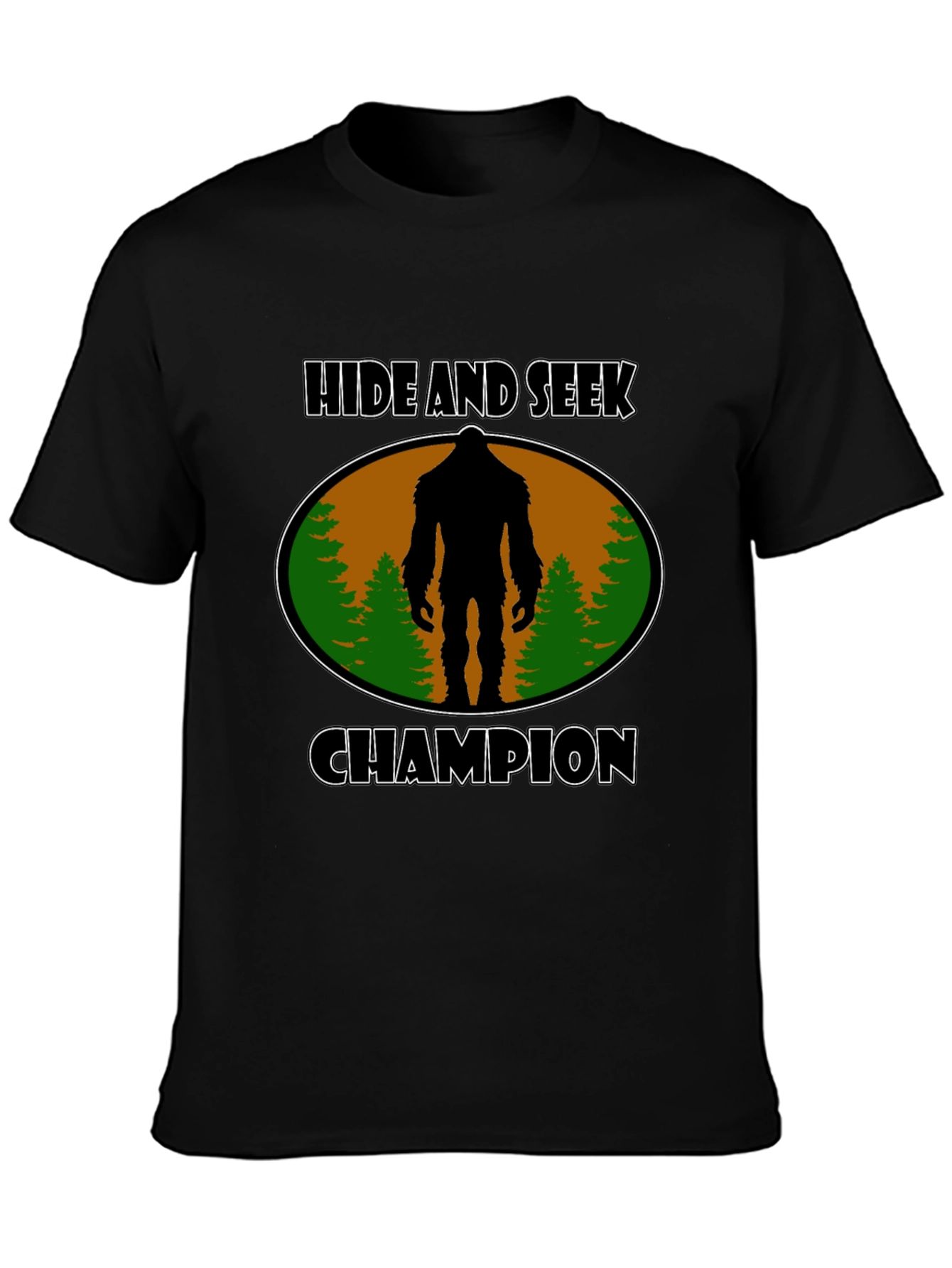 Black Hide and Seek Champion Bigfoot T-Shirt view 3