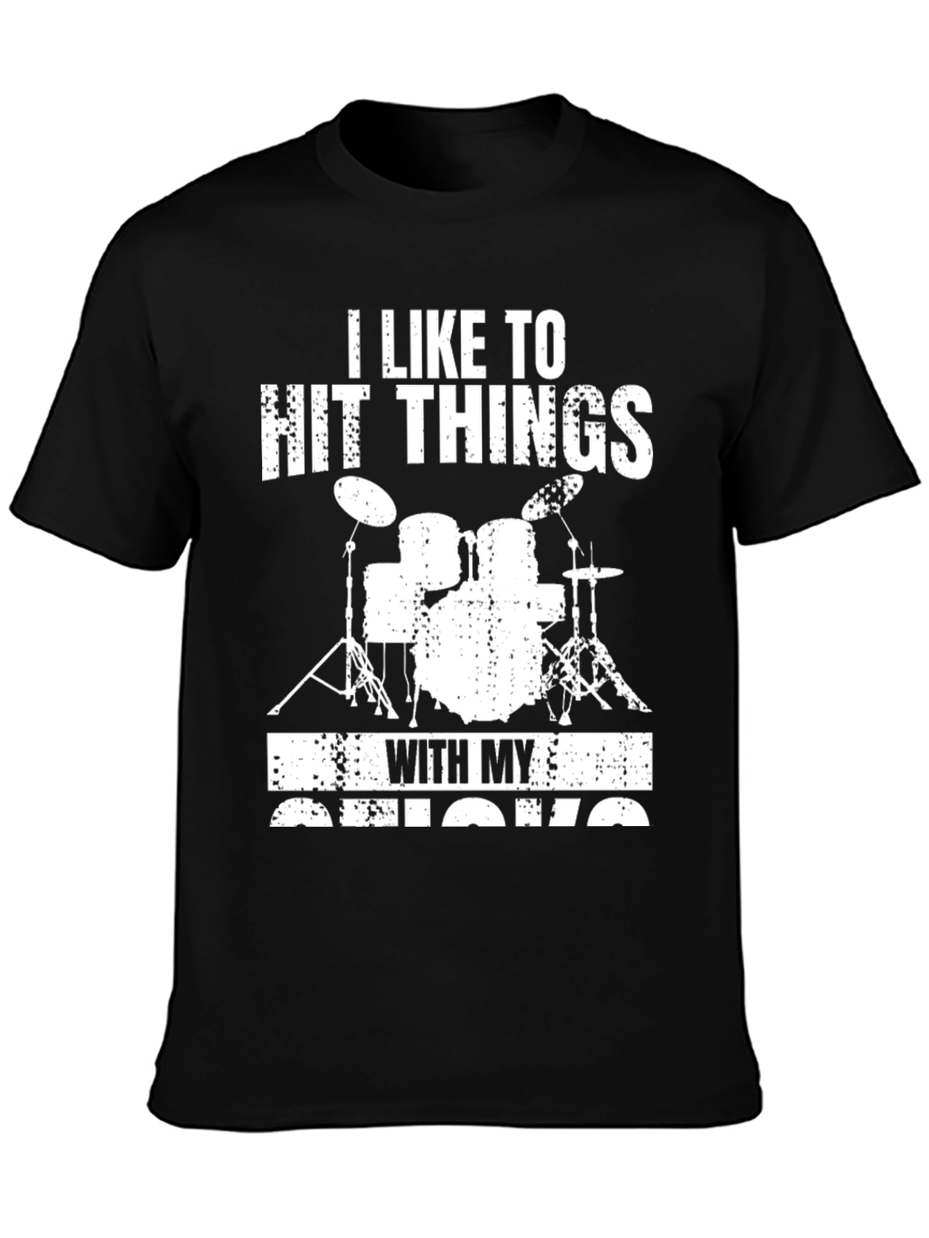 Black I Like To Hit Things With My Sticks T-Shirt view 3